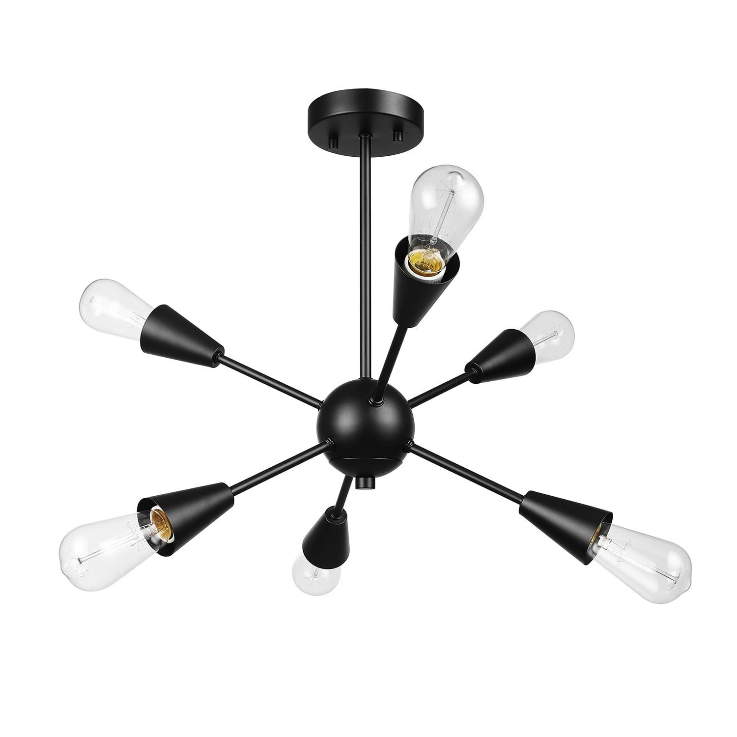 Emmanuelle Matte Black 6-Light Semi-Flush Mount Ceiling Light