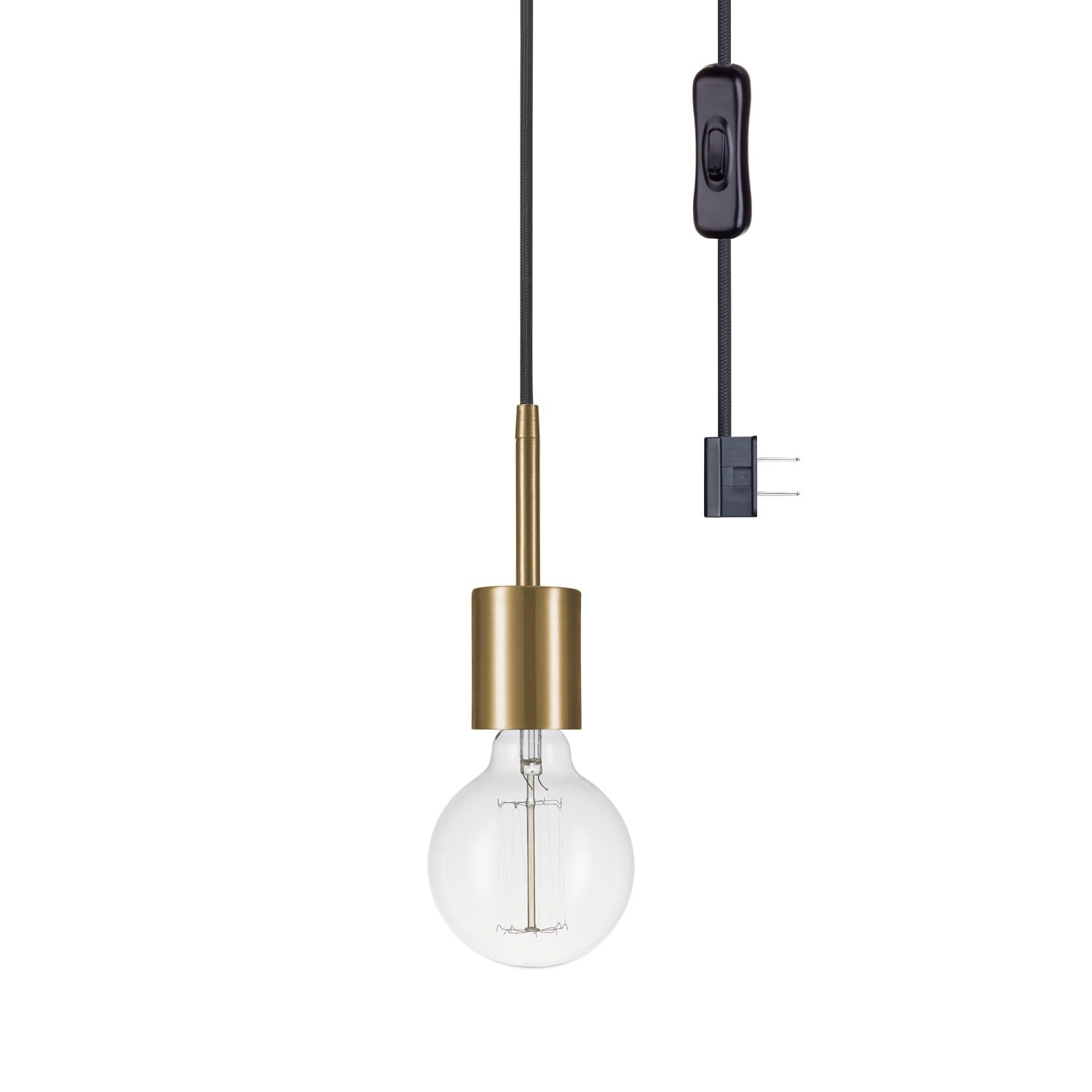 Leila Scandinavian Glam Brass Linear Plug-In Pendant