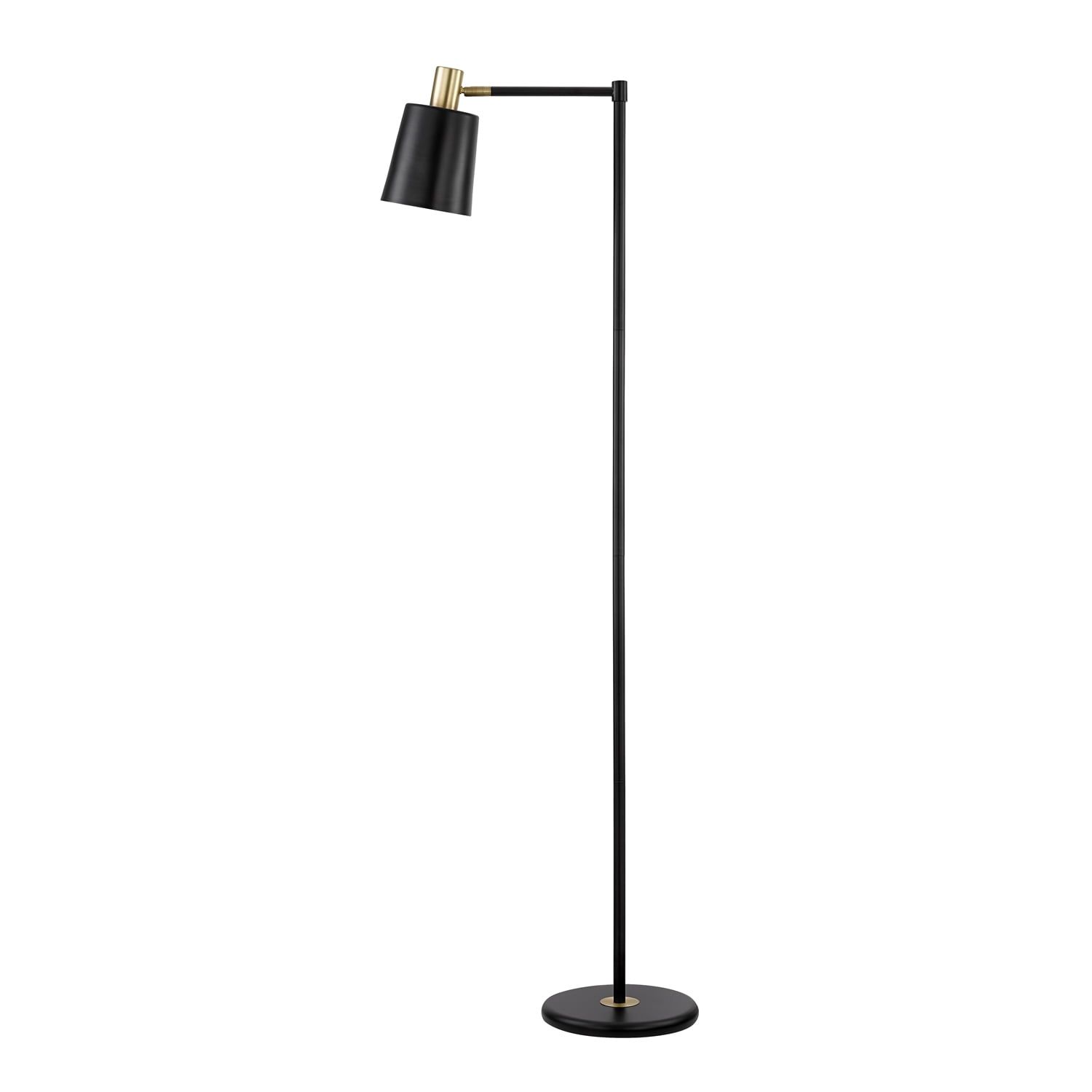 Lex 60" Adjustable Black Metal Floor Lamp with Industrial Luxe Accents