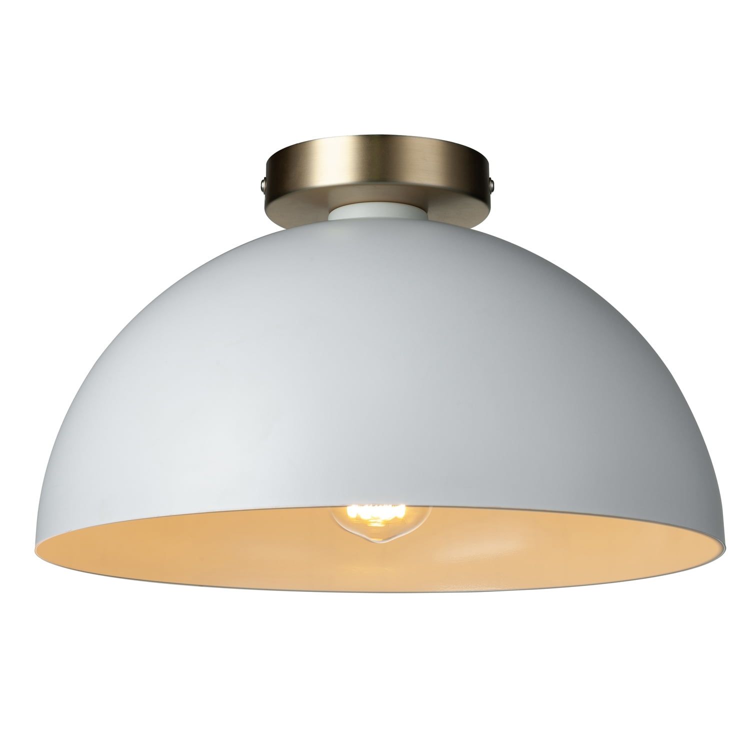 Matte White and Gold Semi-Flush Mount Ceiling Light