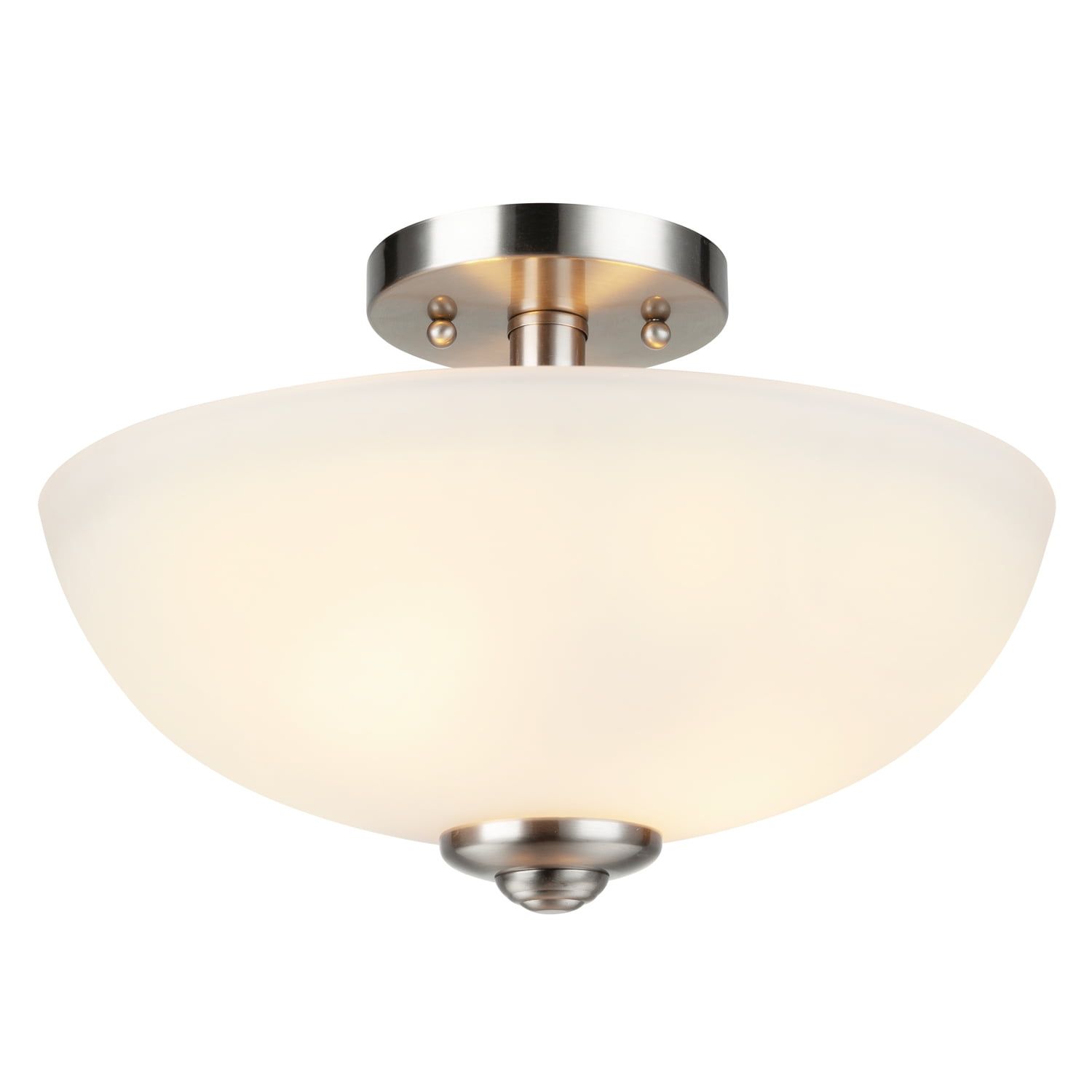 Transitional Vienna 12" Brushed Nickel Ceiling Light with Frosted Glass Shade