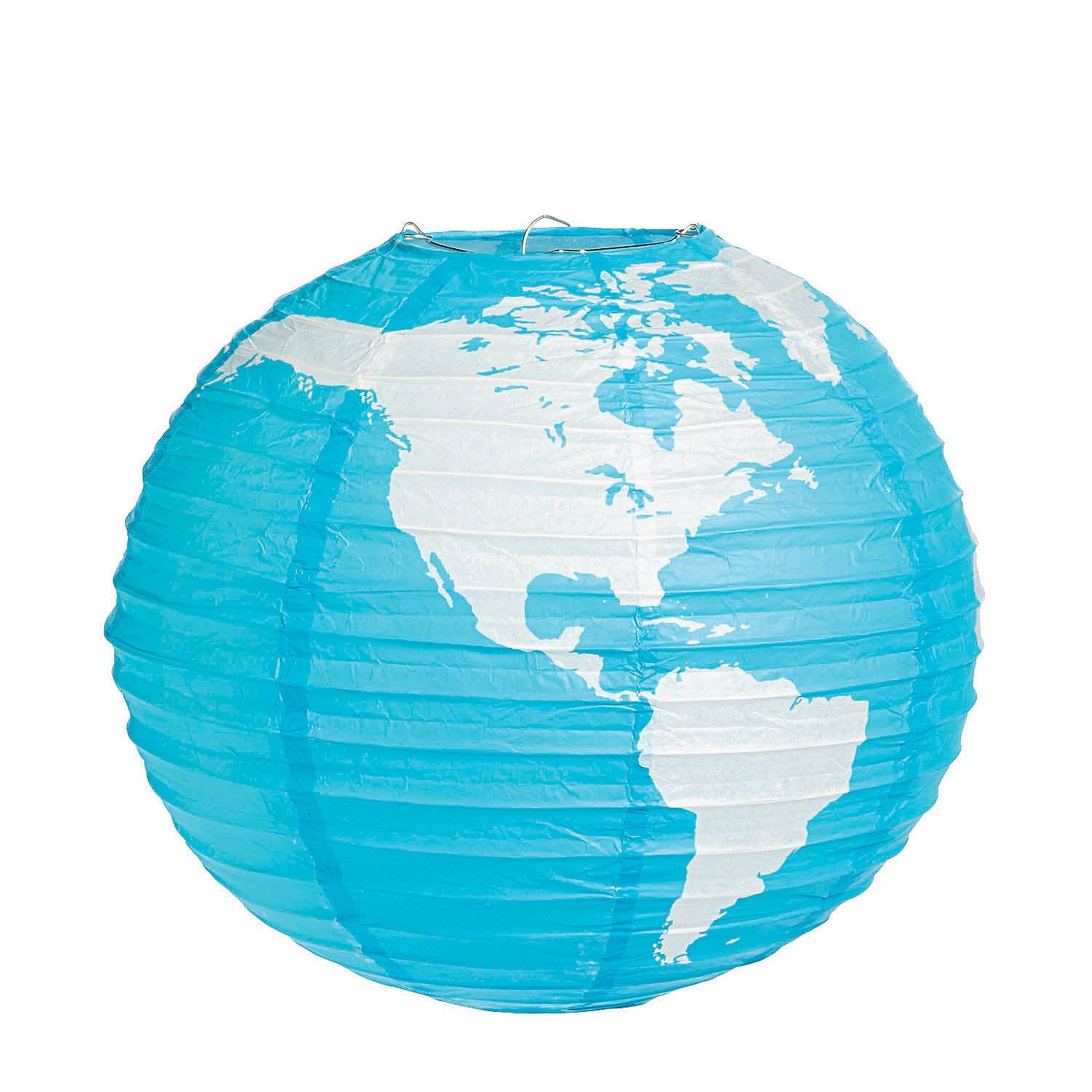 Elegant Light Blue Globe Hanging Paper Lanterns - 12 Inches, 3 Pieces