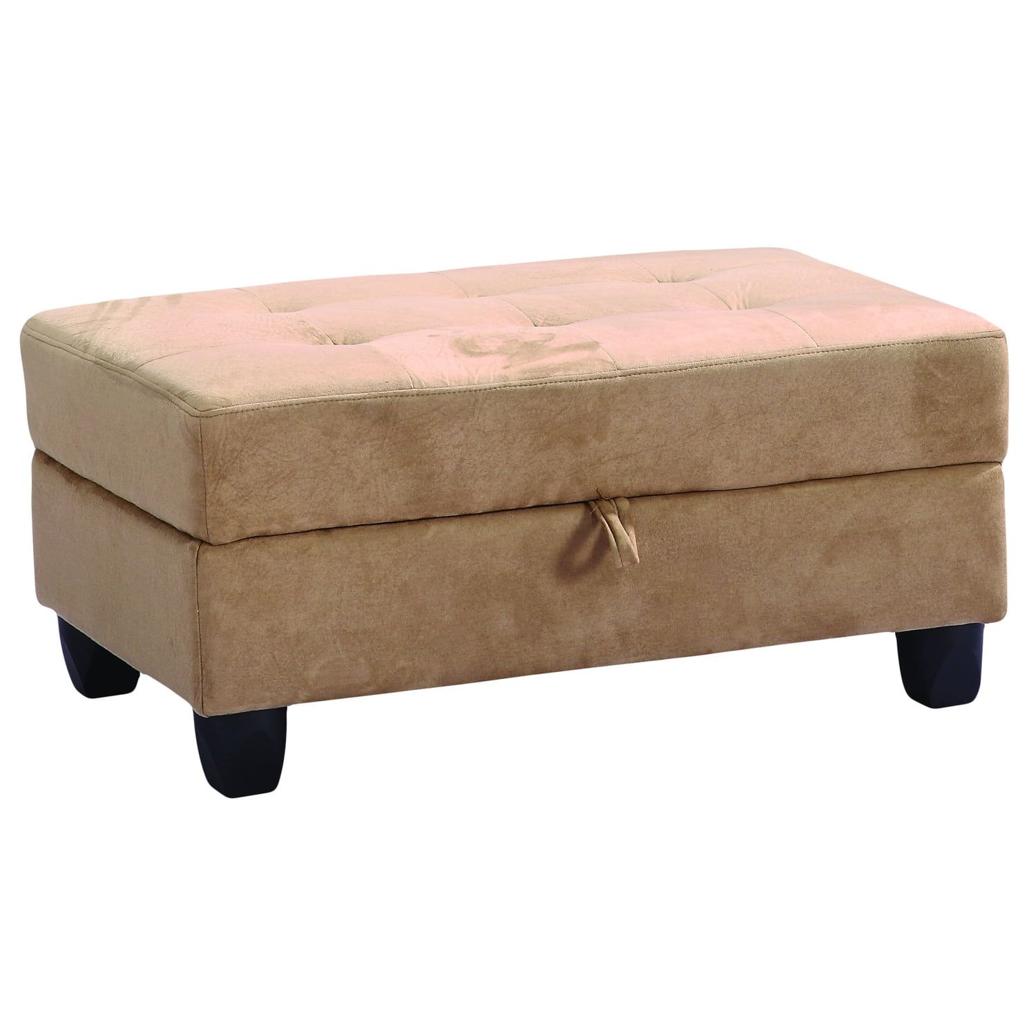 Mocha Brown Tufted Microsuede Storage Ottoman