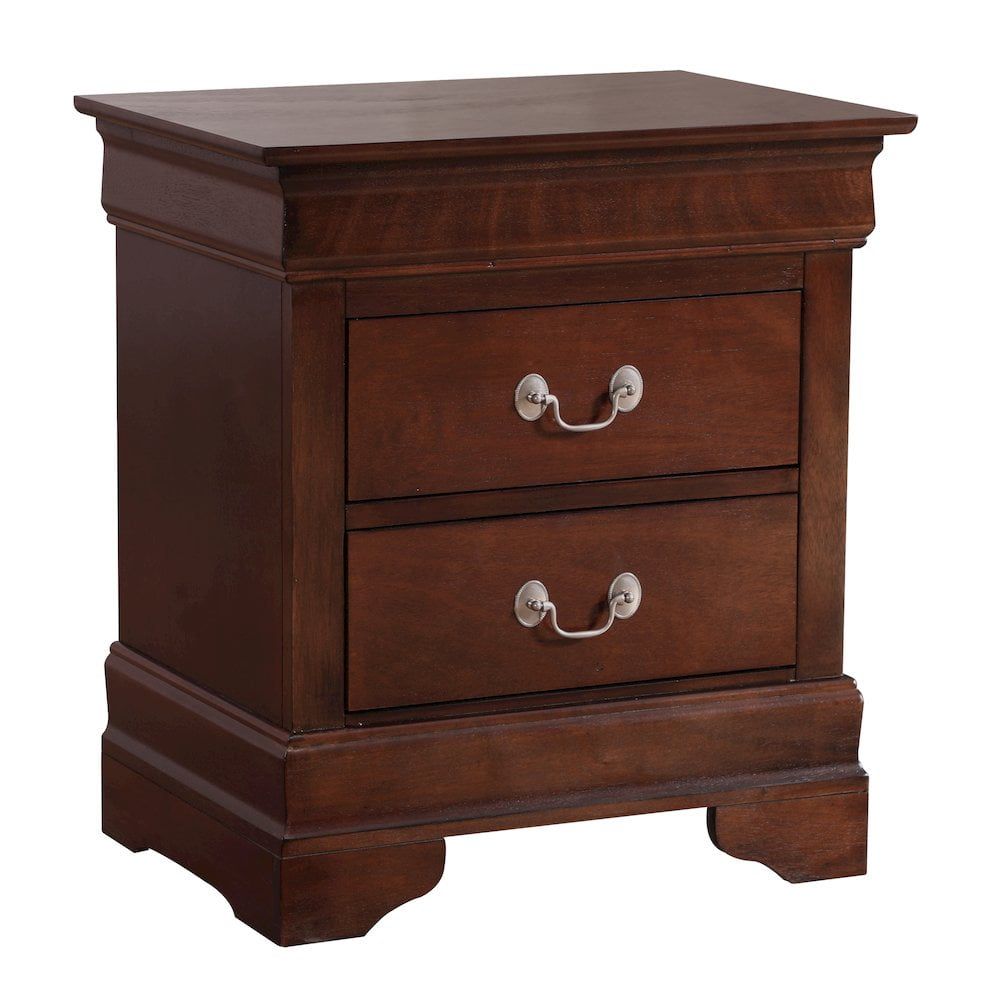 Louis Phillipe Cappuccino 2-Drawer Nightstand with Wood Veneer