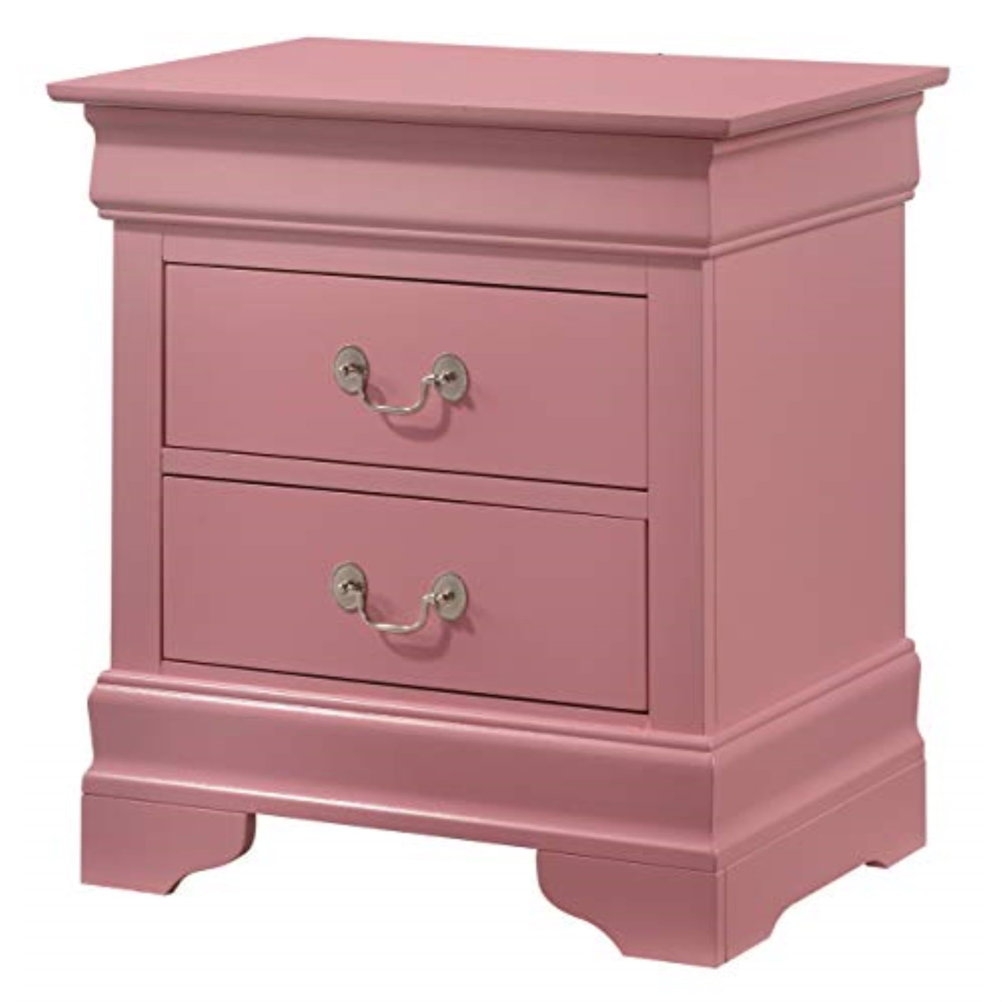 Pink 2-Drawer Louis Philippe Nightstand