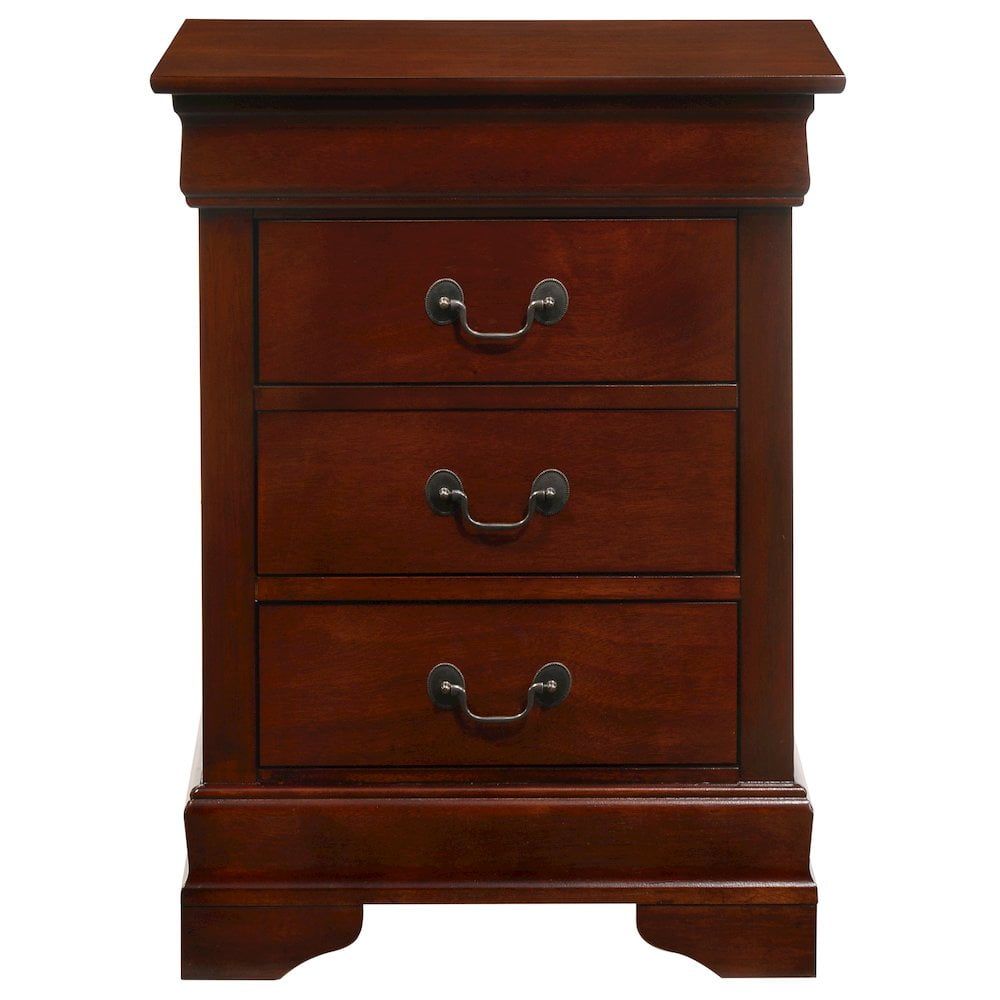 Cherry Wood 3-Drawer Nightstand with Dovetailed Drawers