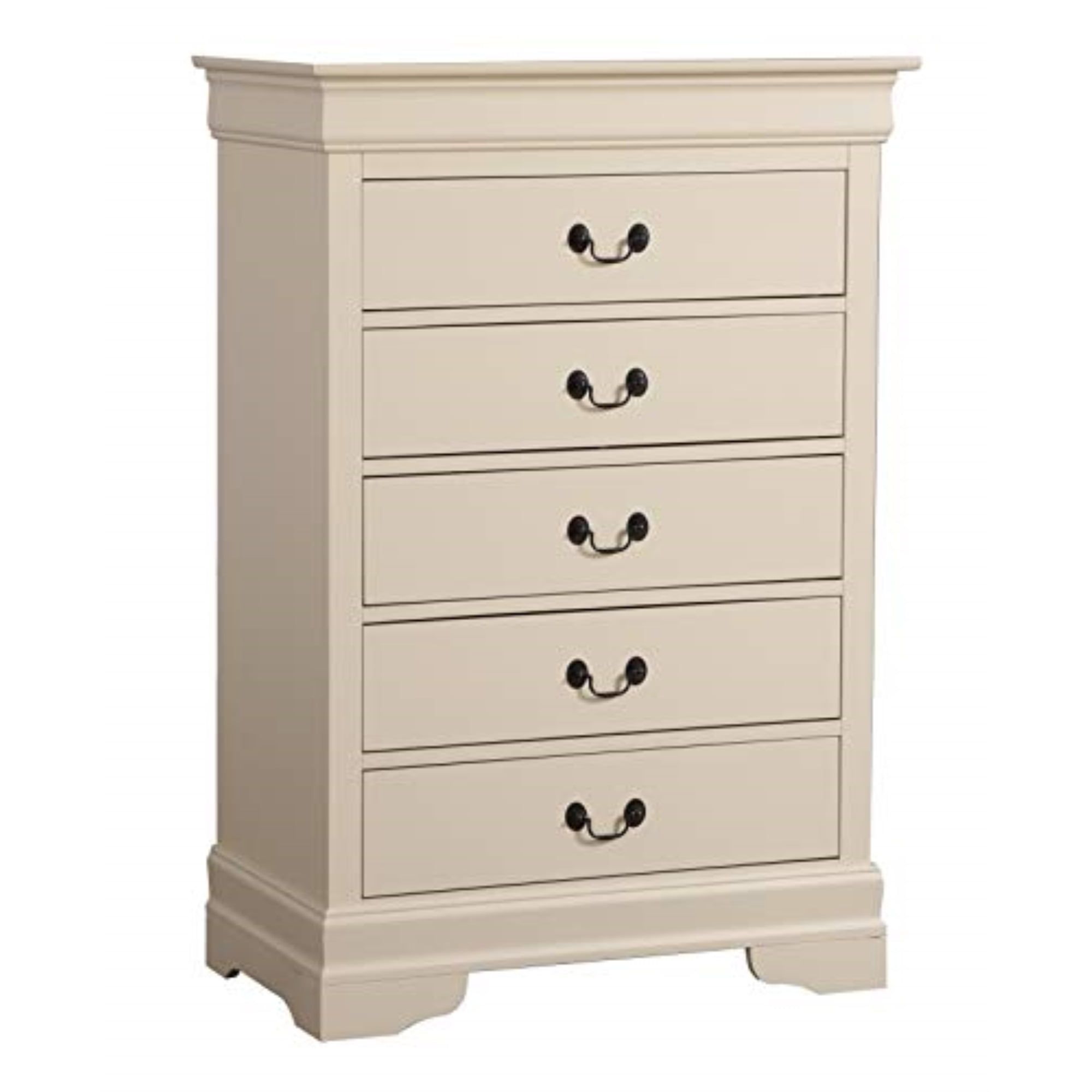 Beige 5-Drawer Chest with Dovetail Drawers