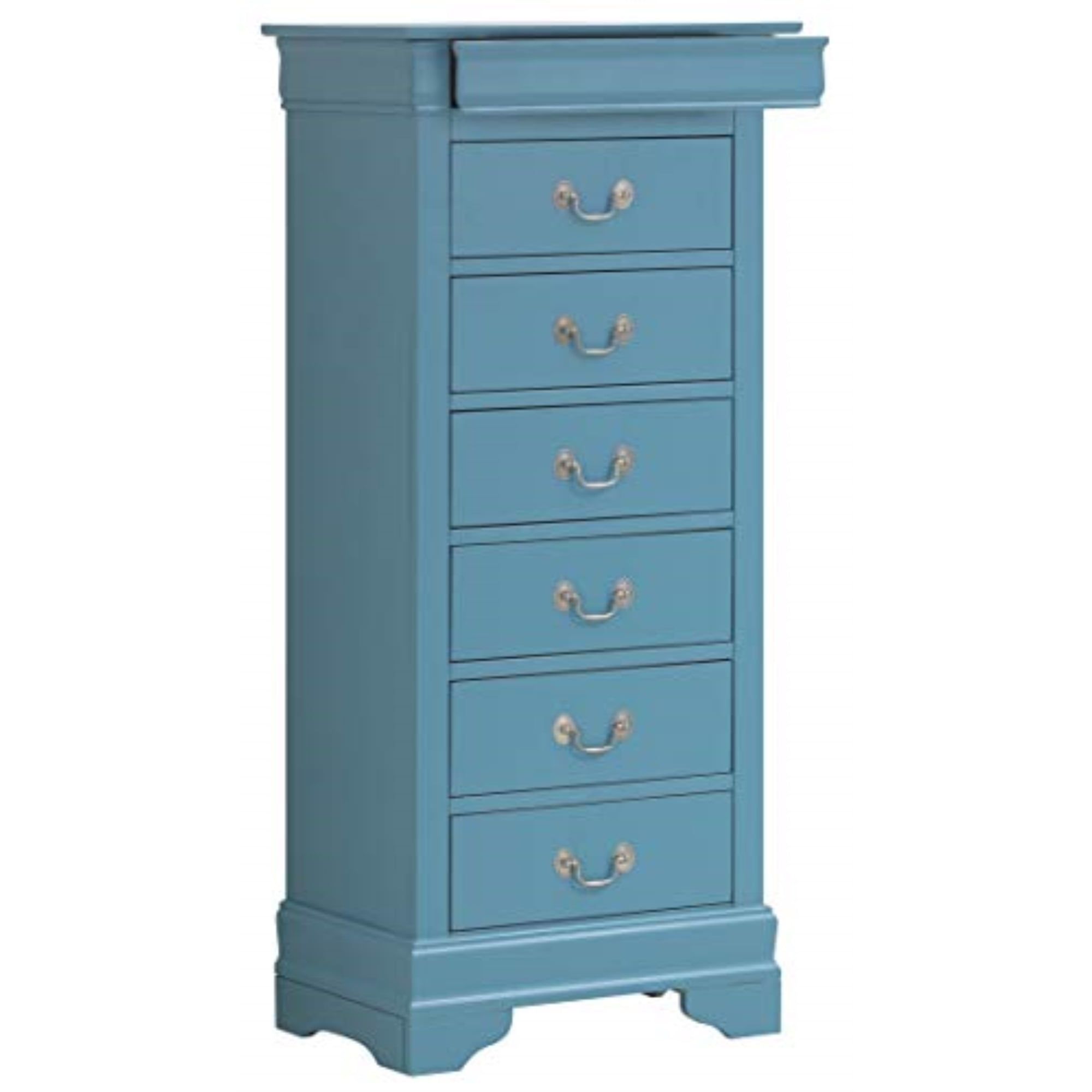 Teal Wood Veneer 7-Drawer Lingerie Chest with Dovetail Joints