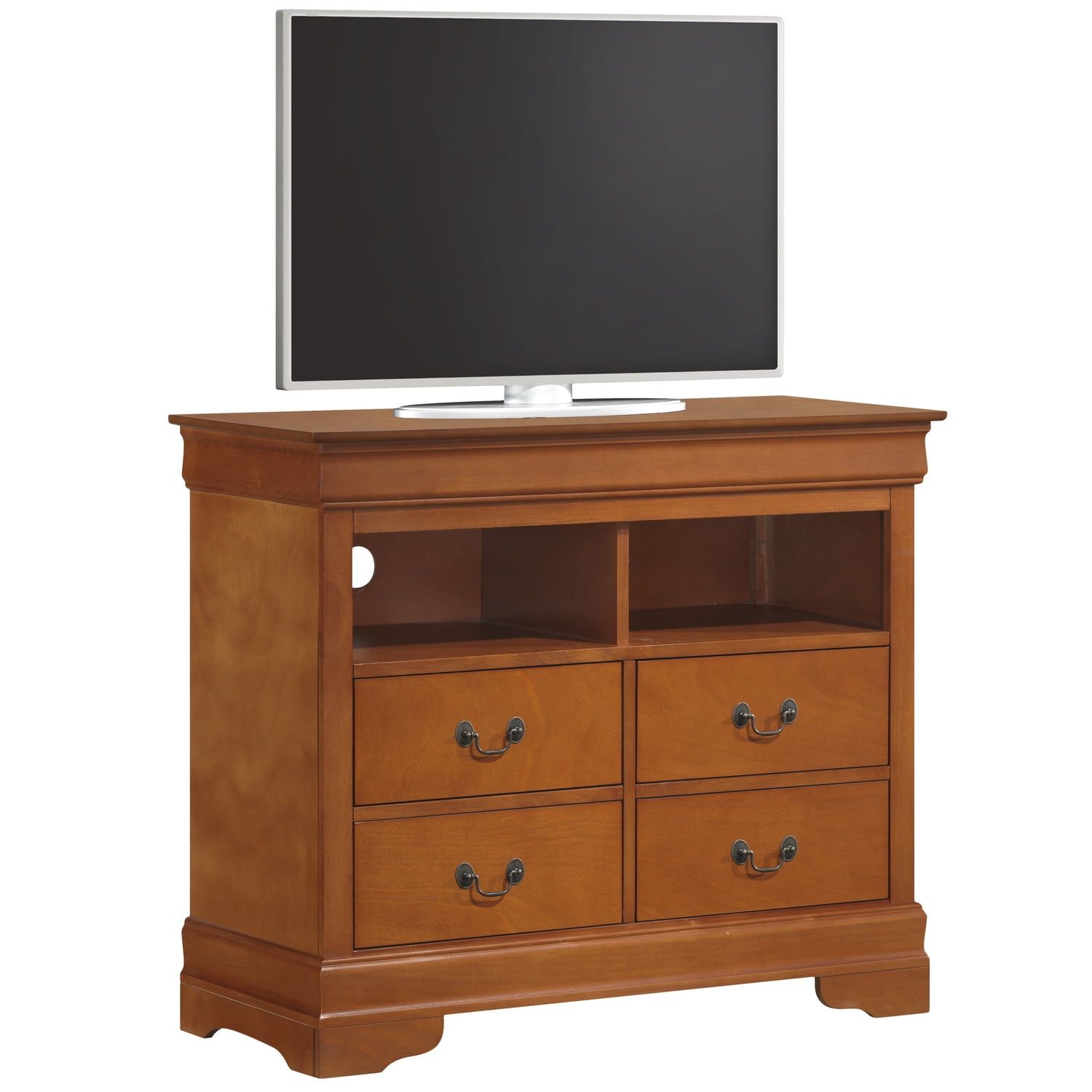 Oak 42'' TV Stand with Cabinet and Drawers