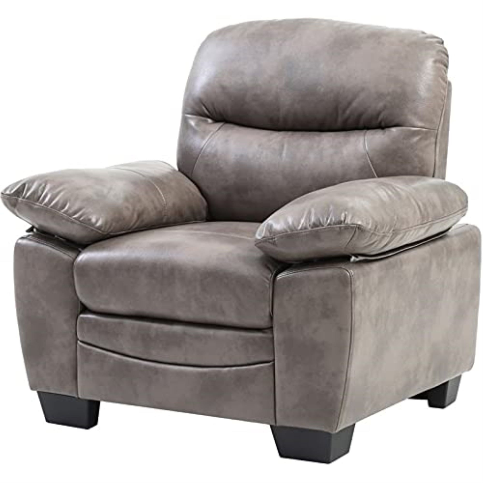 Gray Faux Leather Padded Arm Living Room Chair