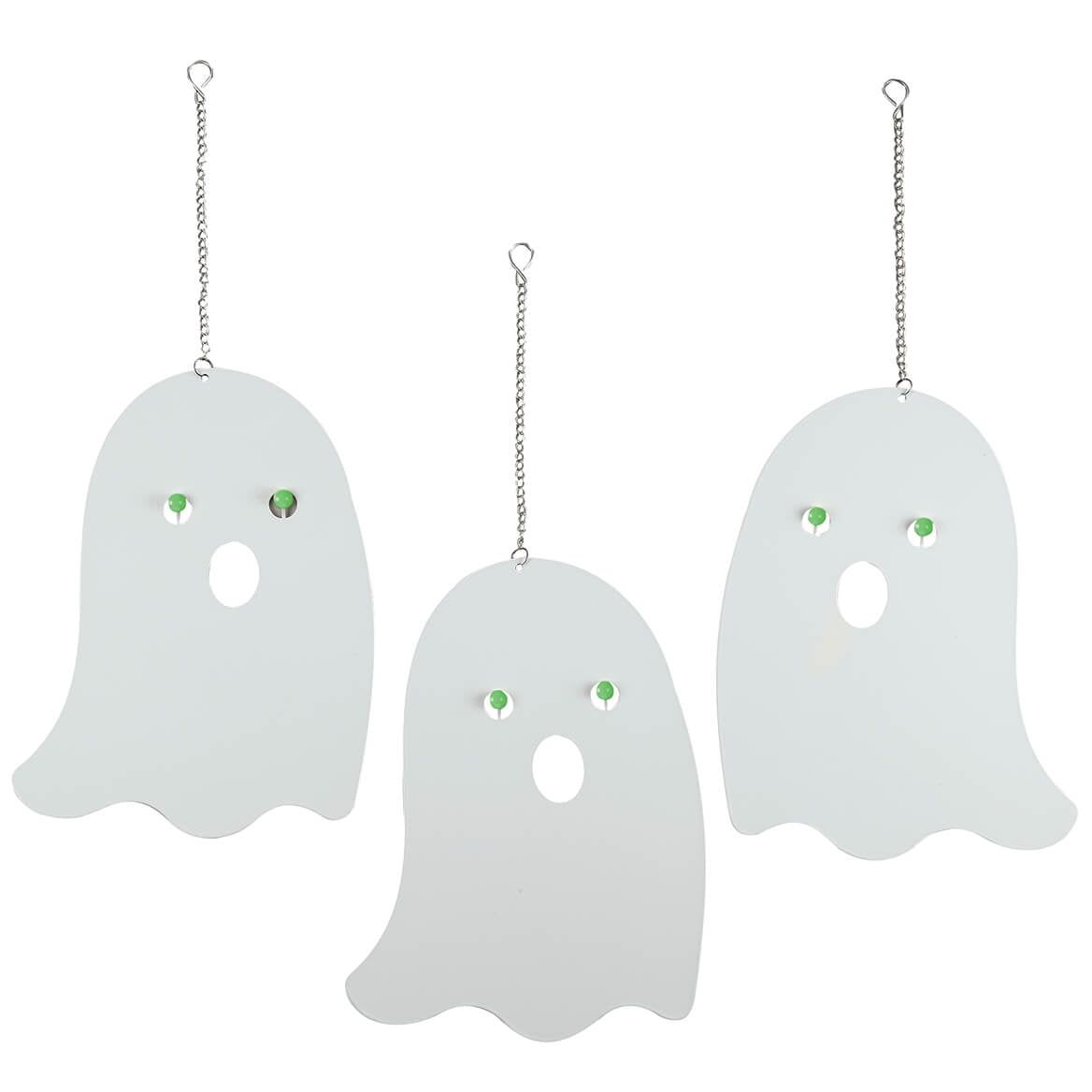 Glow-in-the-Dark Metal Hanging Ghosts Set of 3