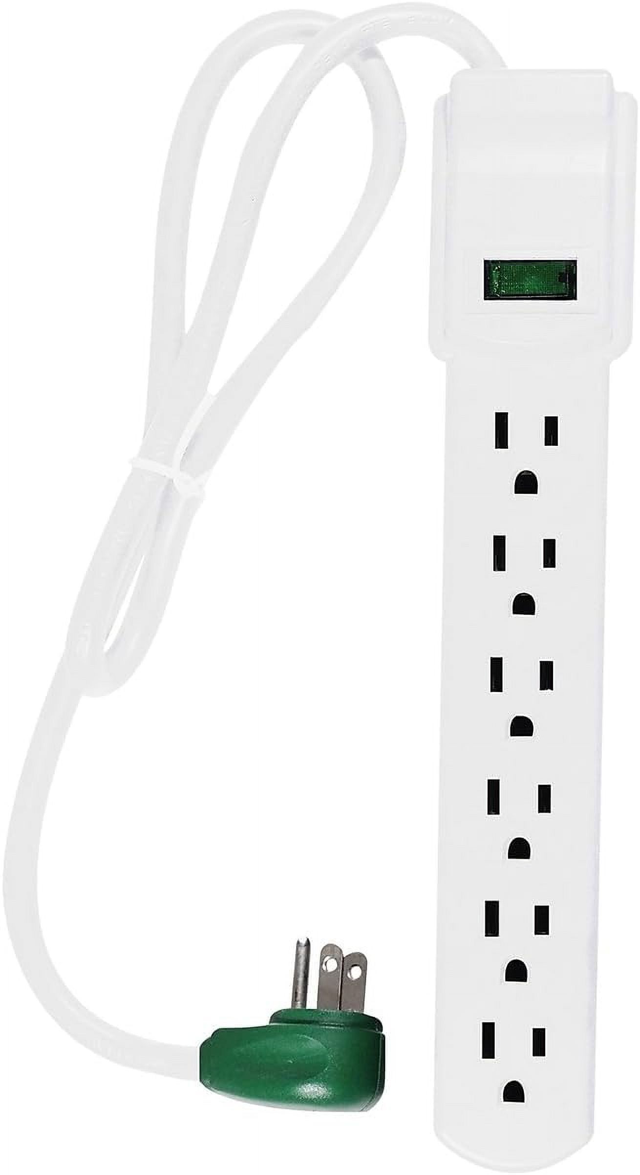 White 3' Cord 6-Outlet Surge Protector with Circuit Breaker