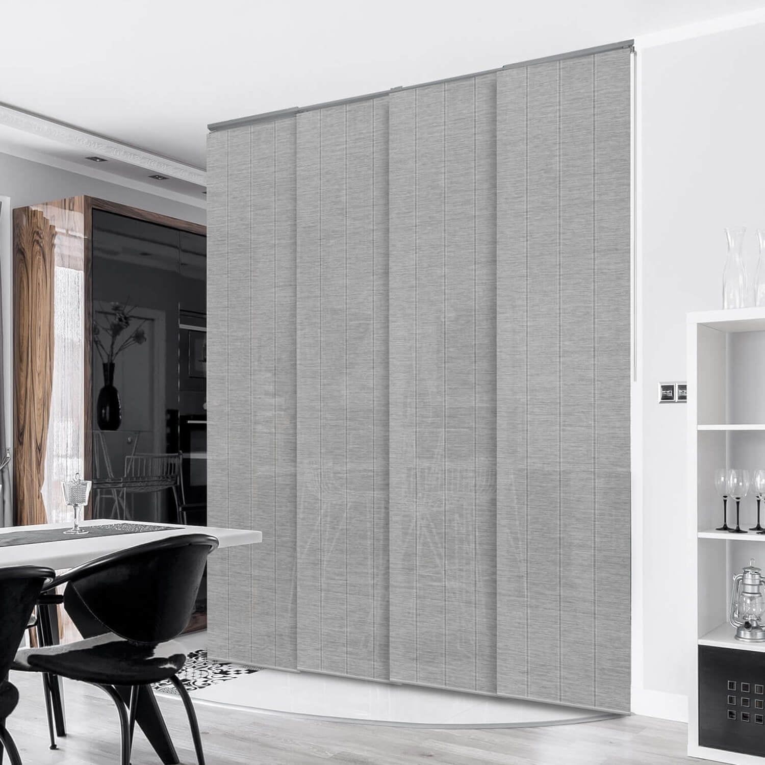 Airo Gray Cordless Sheer Woven Panel Track Blind