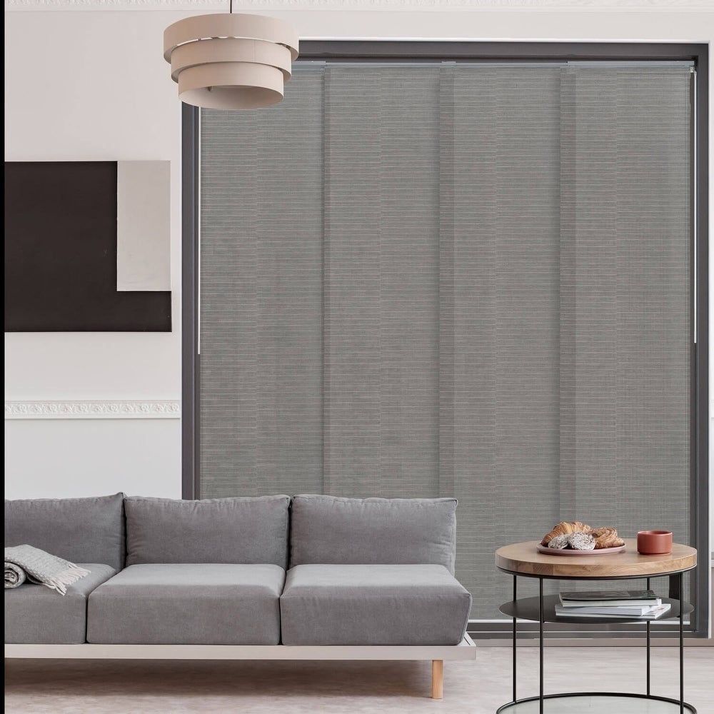 Gray Cordless Fabric Sheer Panel Track Blind 45.8"-86" W x 96" H