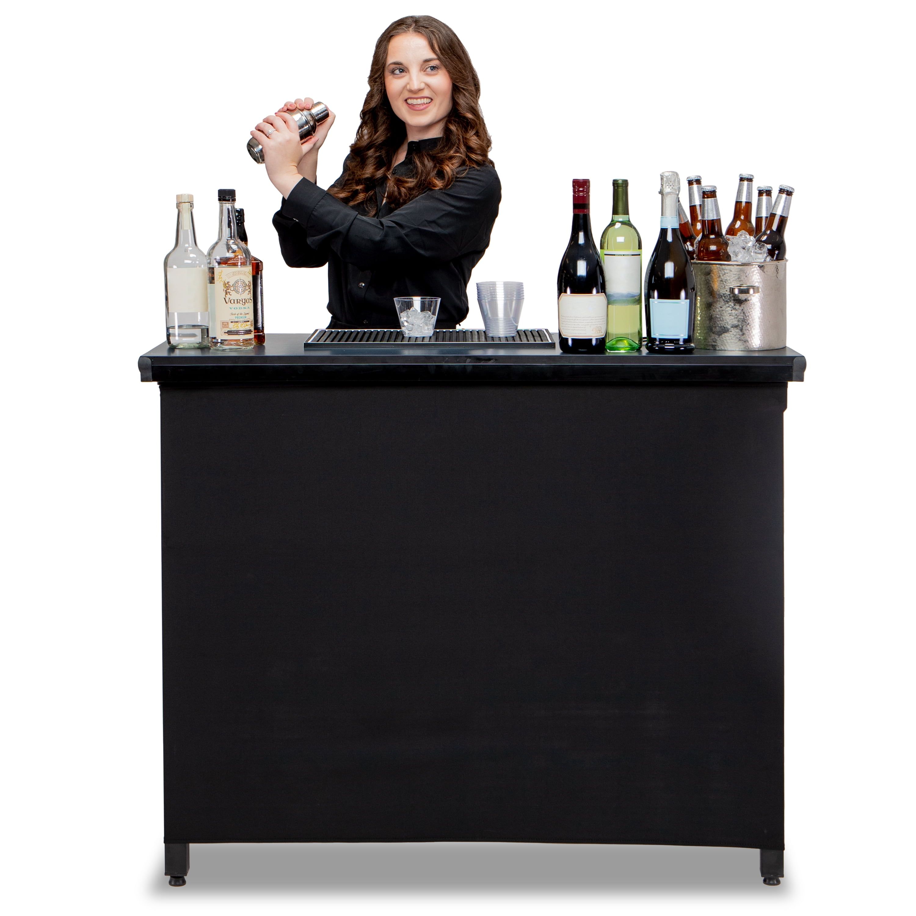 GoPong Black Commercial Grade Portable Bar with Storage Shelves