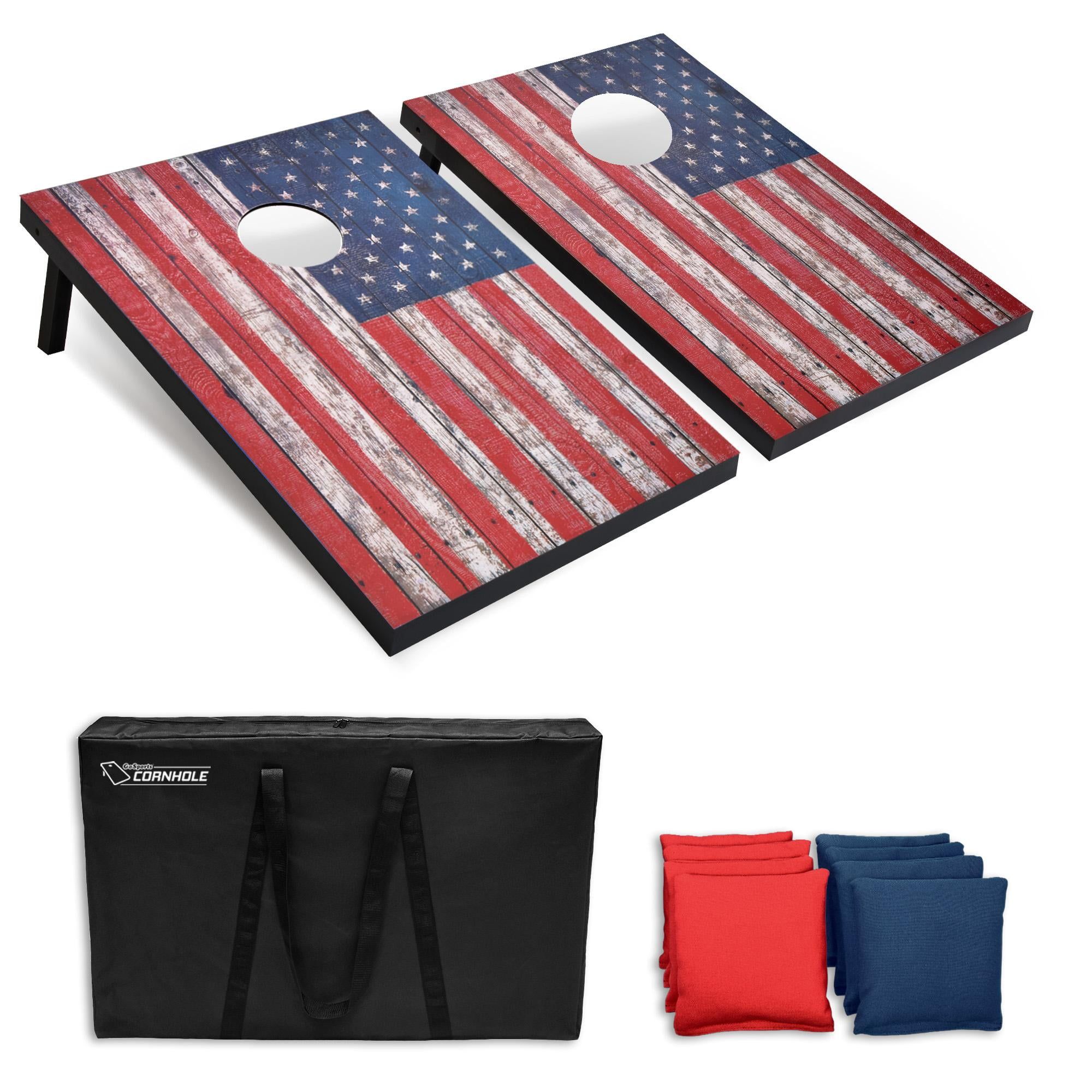 American Flag 3' x 2' MDF Cornhole Set with Bean Bags