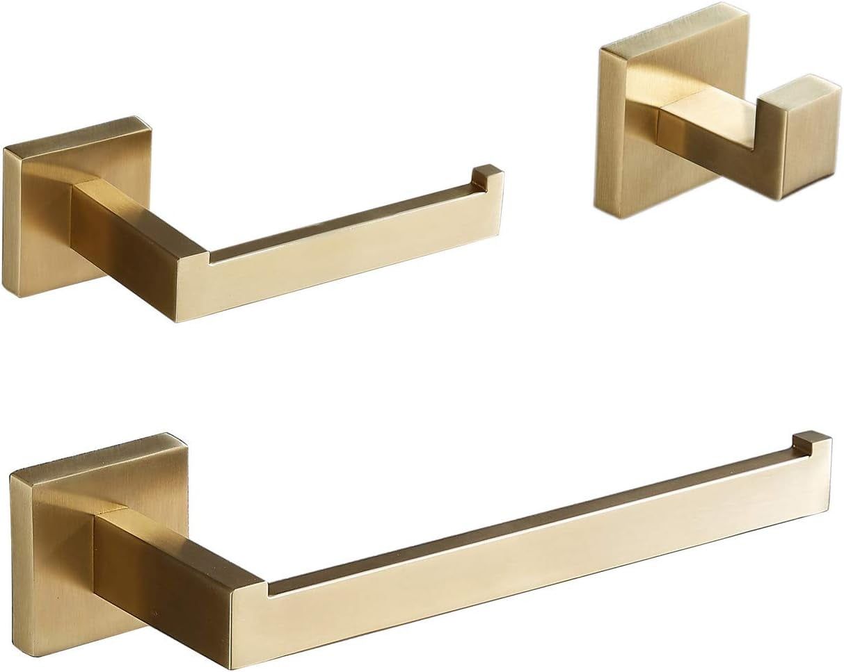 Brushed Gold 3-Piece Stainless Steel Bathroom Accessory Set