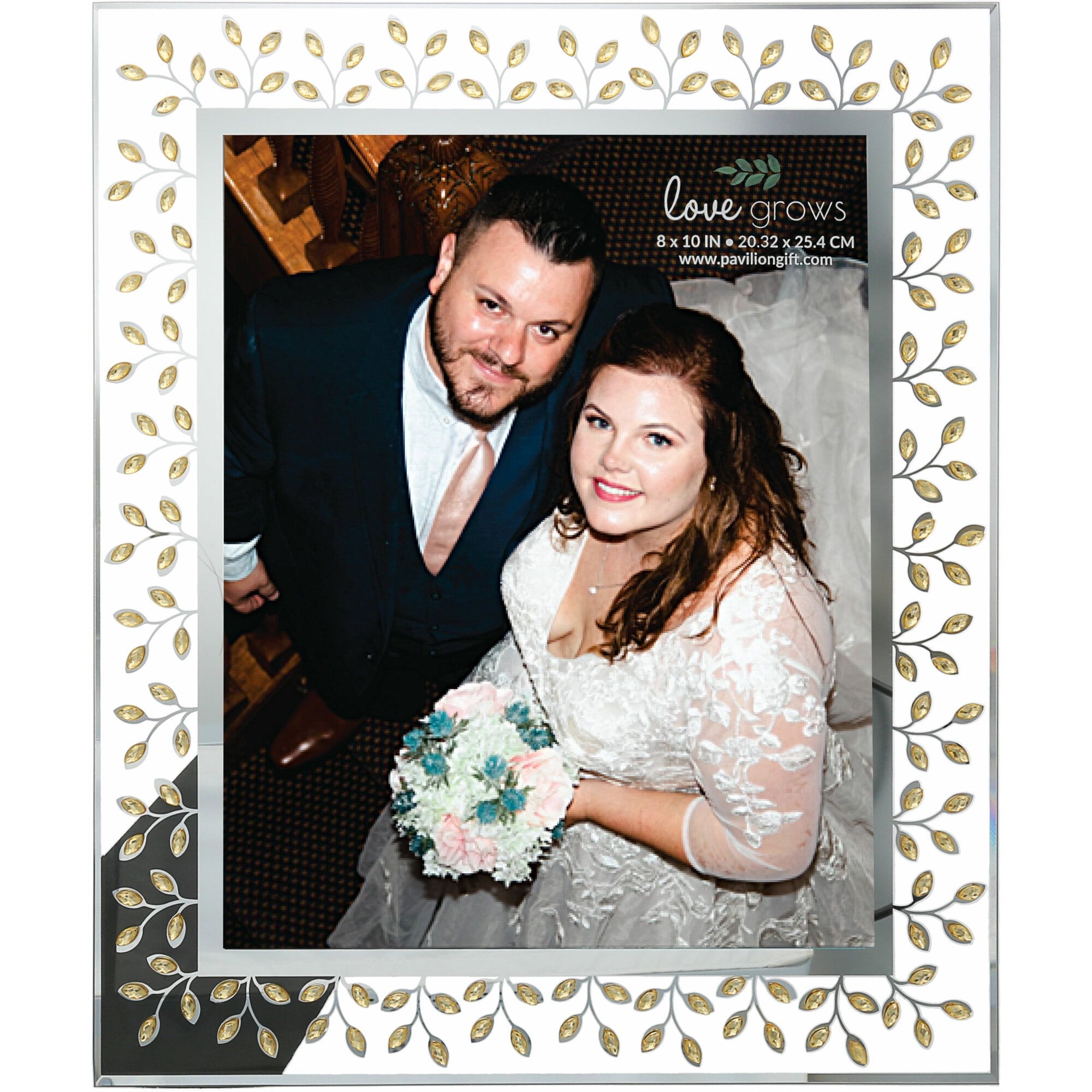 Gold Gems and Silver Glass 11x13 Wedding Photo Frame