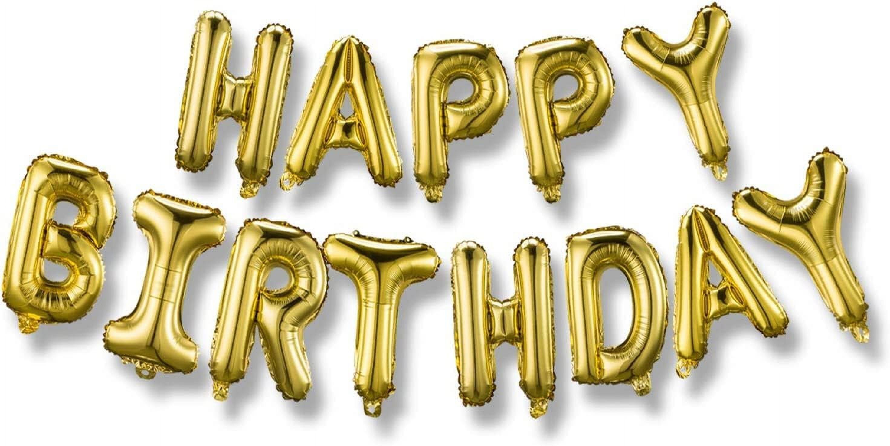 Gold 16-Inch Happy Birthday Foil Balloon Banner Kit