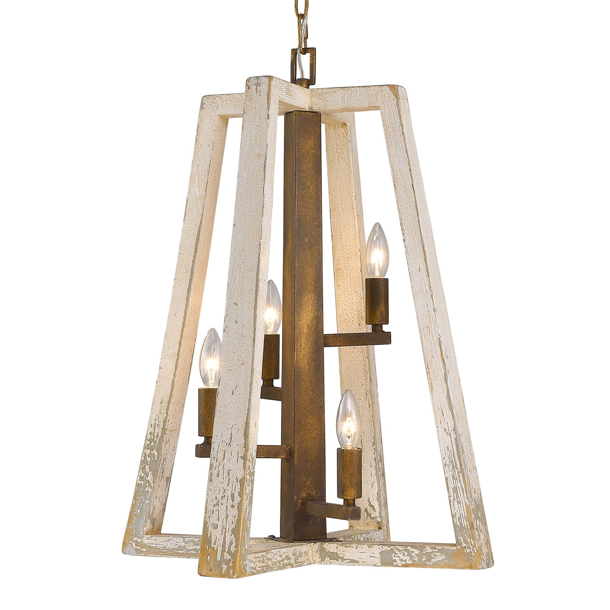 Rustic Modern Geometric 4-Light Pendant in Burnished Chestnut