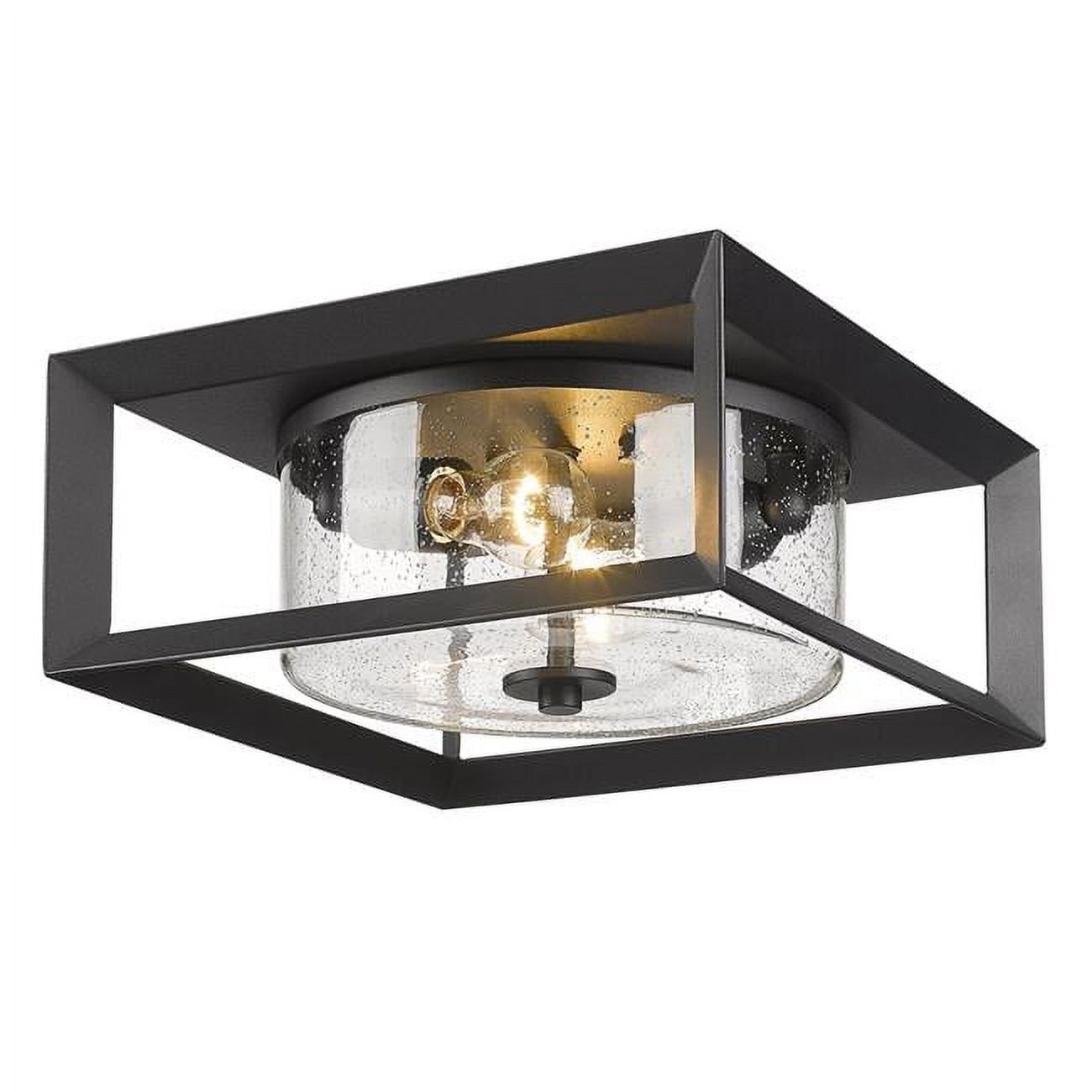 Natural Black Glass Outdoor Flush Mount Light