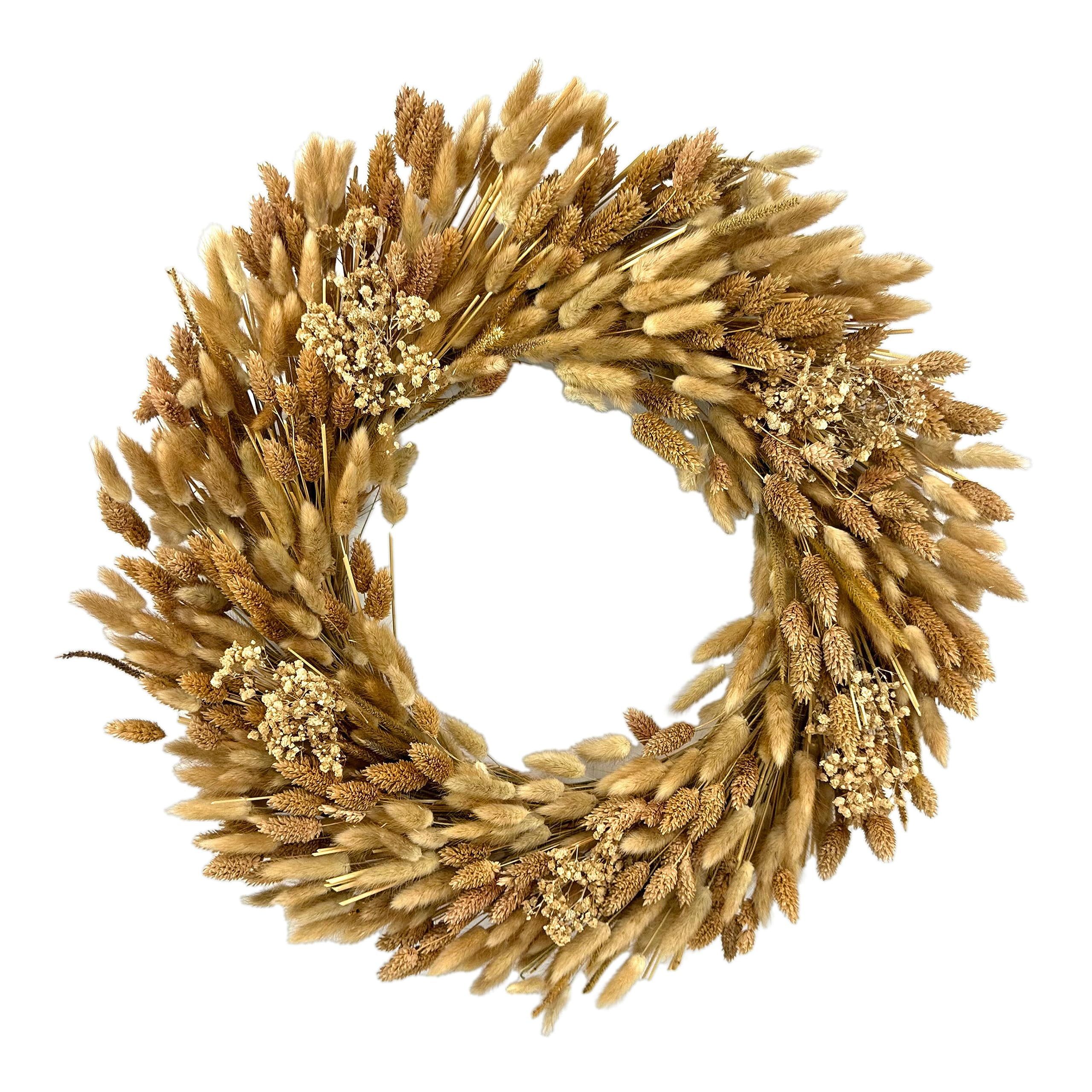 Golden Natural 21" Preserved Dried Wheat Wreath