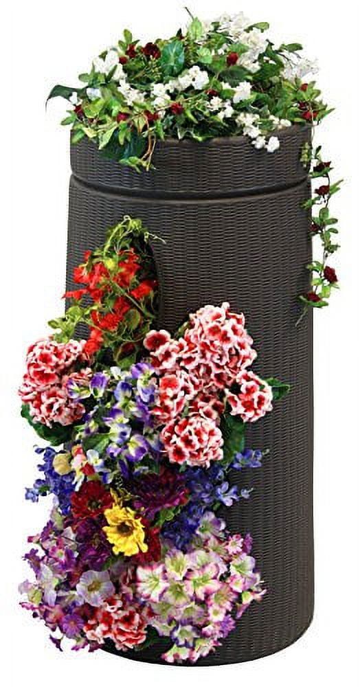 Contemporary Dark Brown Wicker-Textured Vertical Planter Pot