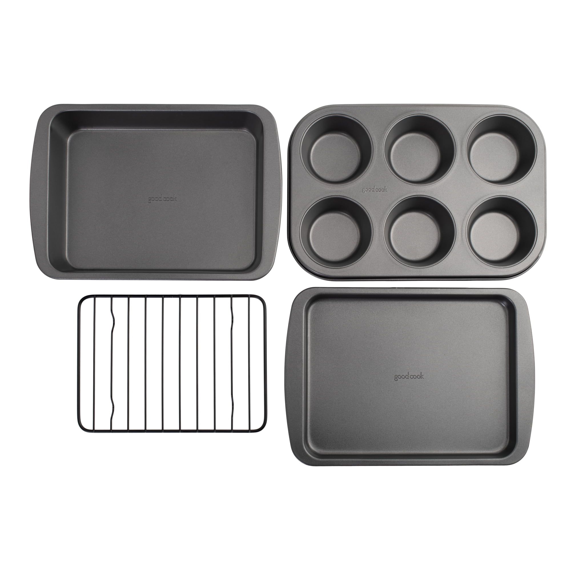 GoodCook 4-Piece Nonstick Black Steel Toaster Oven Bakeware Set