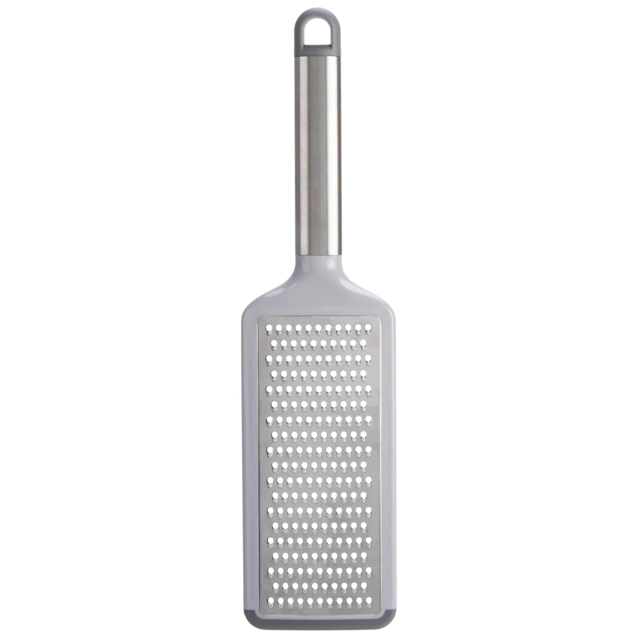 Gray Stainless Steel Fine Flat Grater with Nonslip Foot