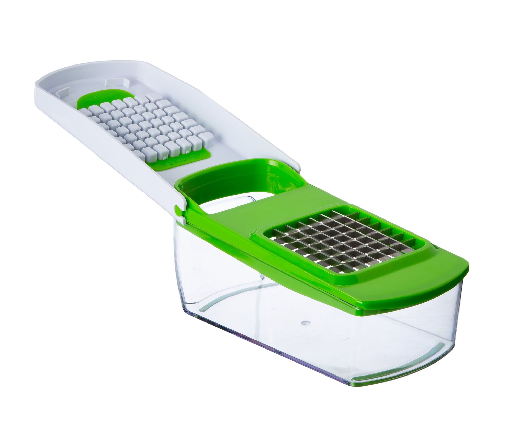 Green and White Manual Vegetable Dicer with Stainless Steel Blades