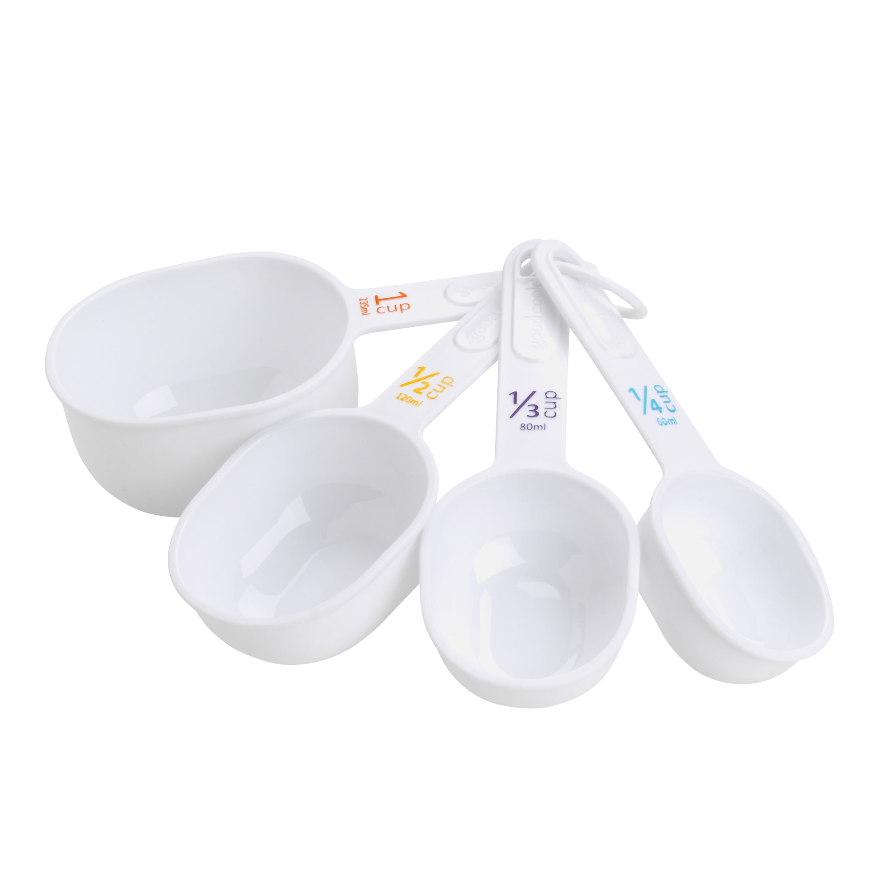 White Plastic 4-Piece Measuring Cup Set with Metric Units