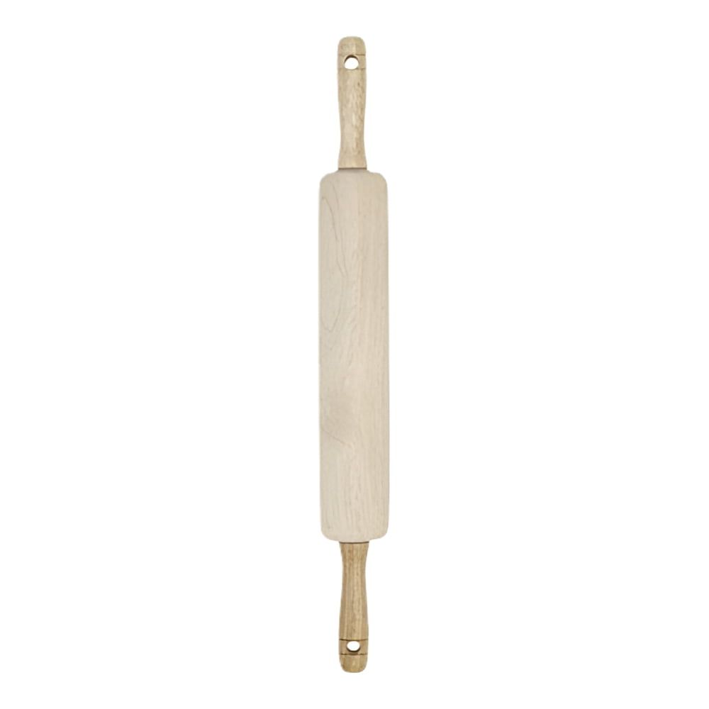 Natural Wood Rolling Pin with Contoured Handles