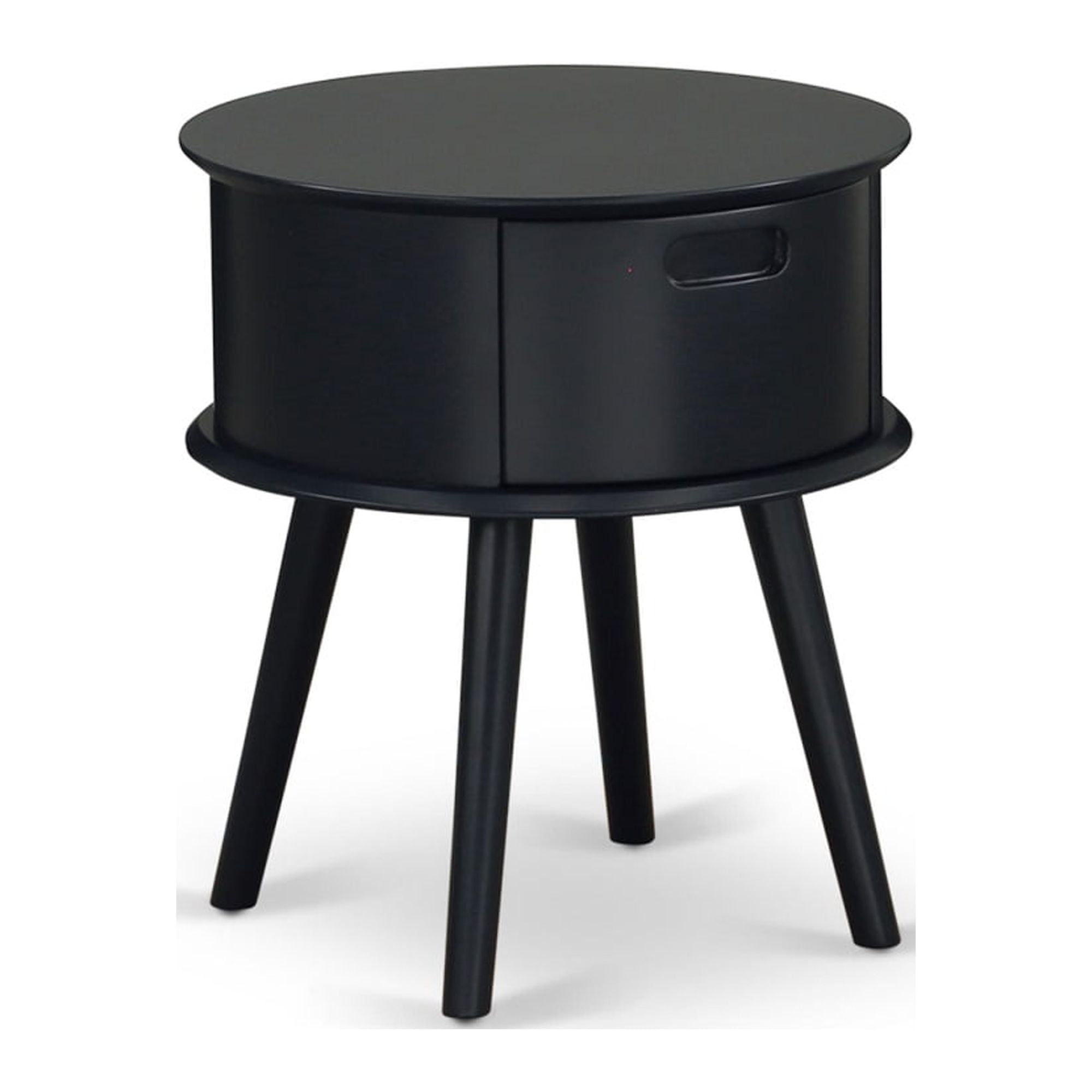 Navy Blue Round Wood Nightstand with Drawer