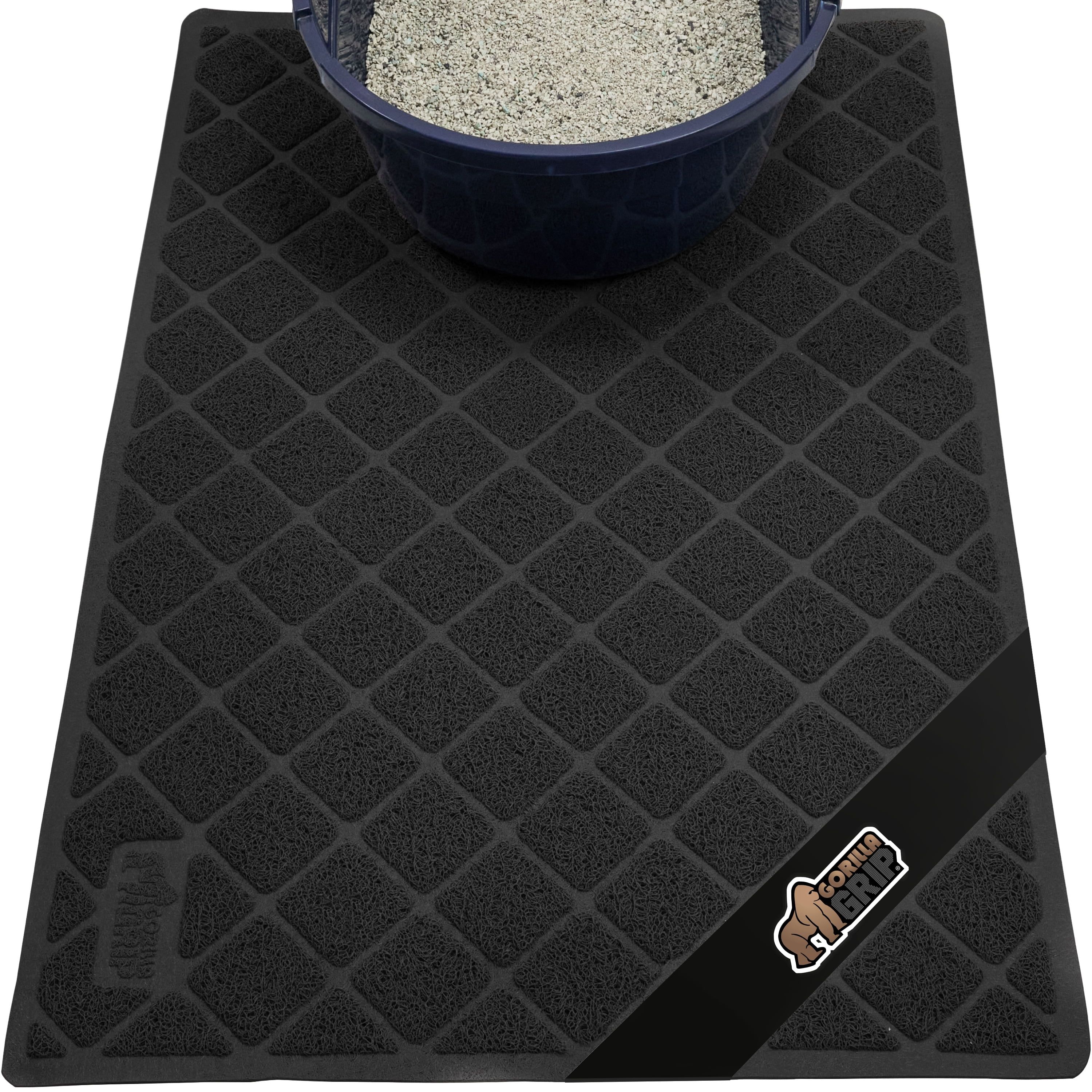 Black Water Resistant Cat Litter Trapping Mat, 24" x 17"