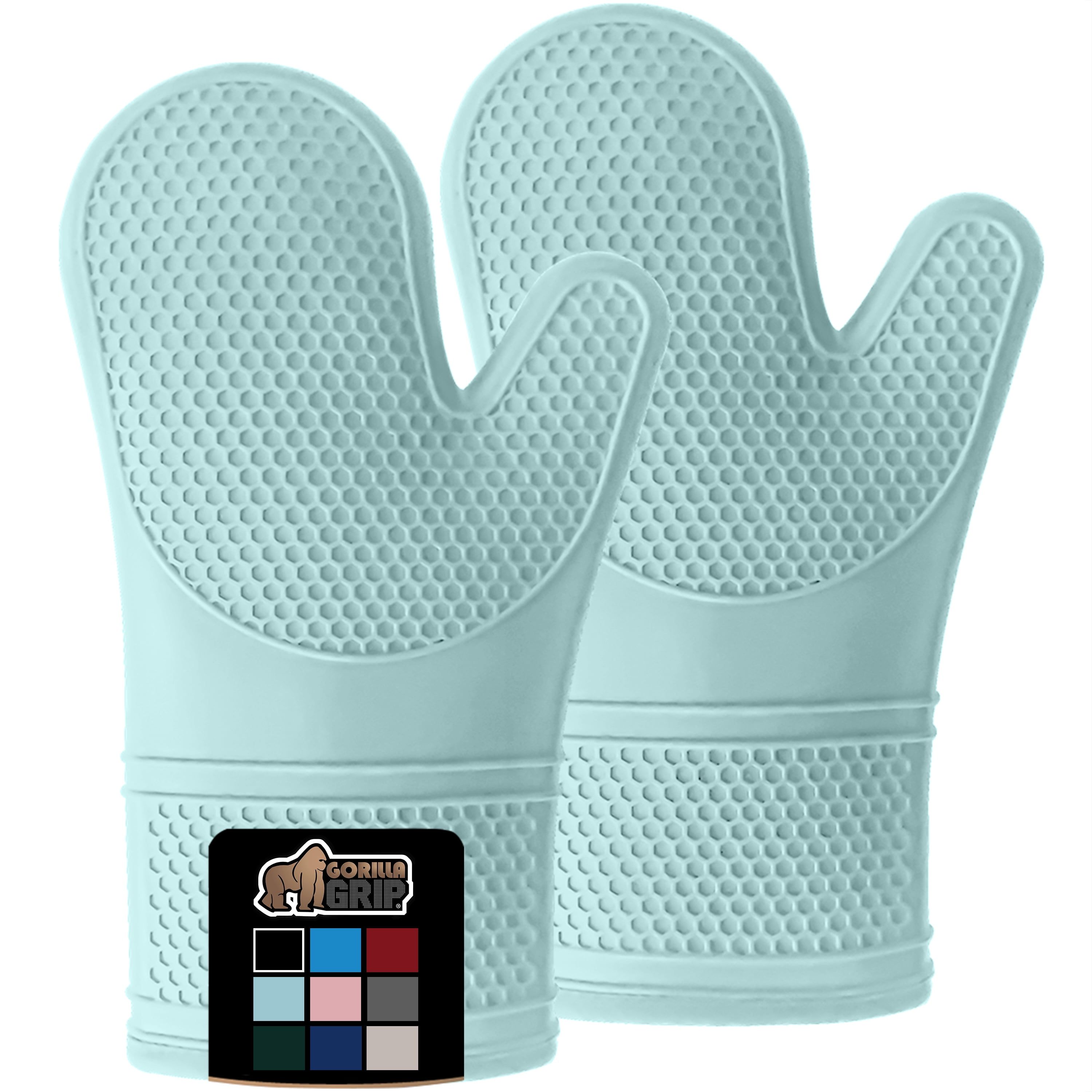 Mint 12.5" Silicone Heat-Resistant Oven Mitts with Cotton Lining