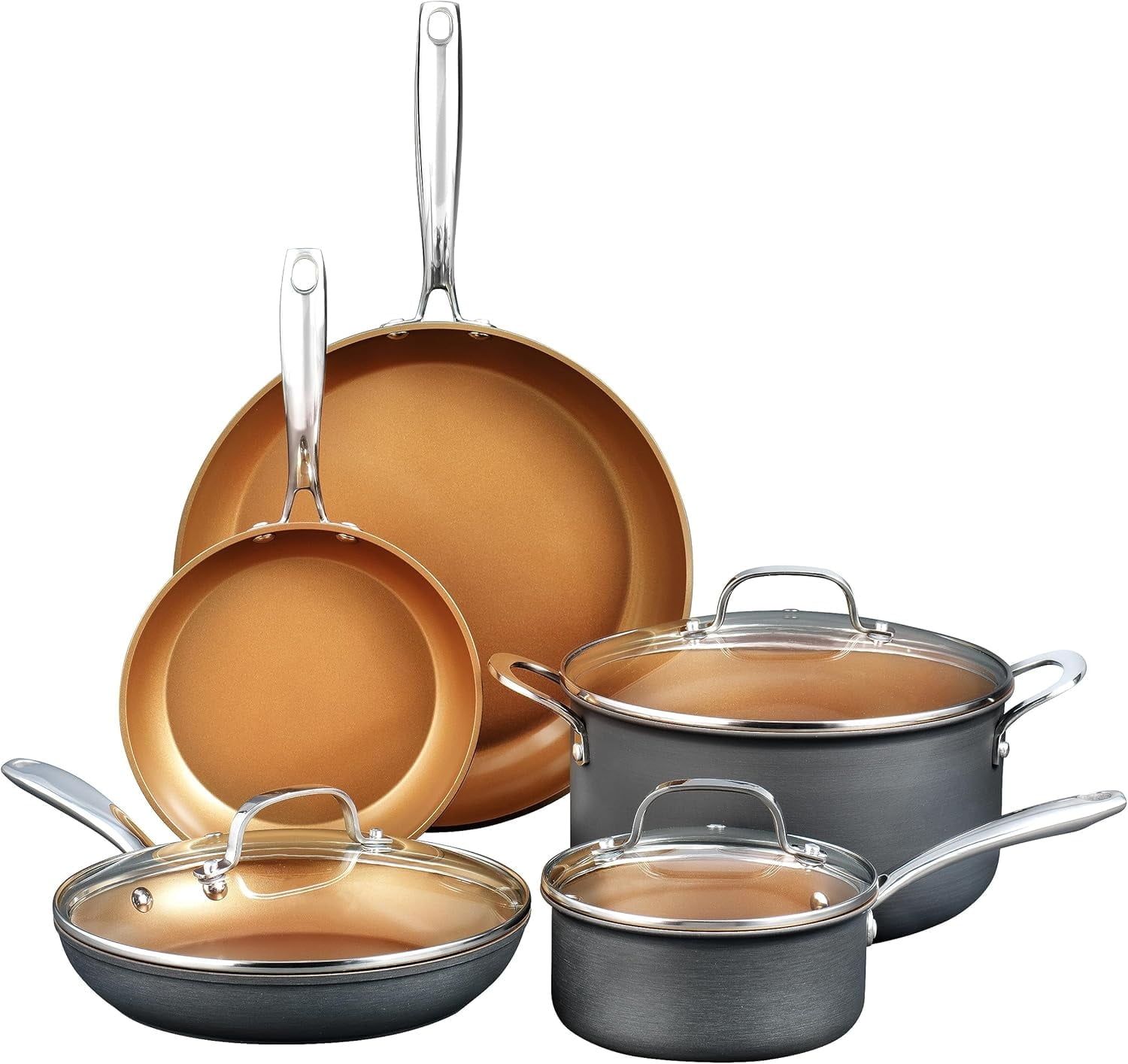 Gotham Steel Pro Hard Anodized Nonstick 8-Piece Cookware Set