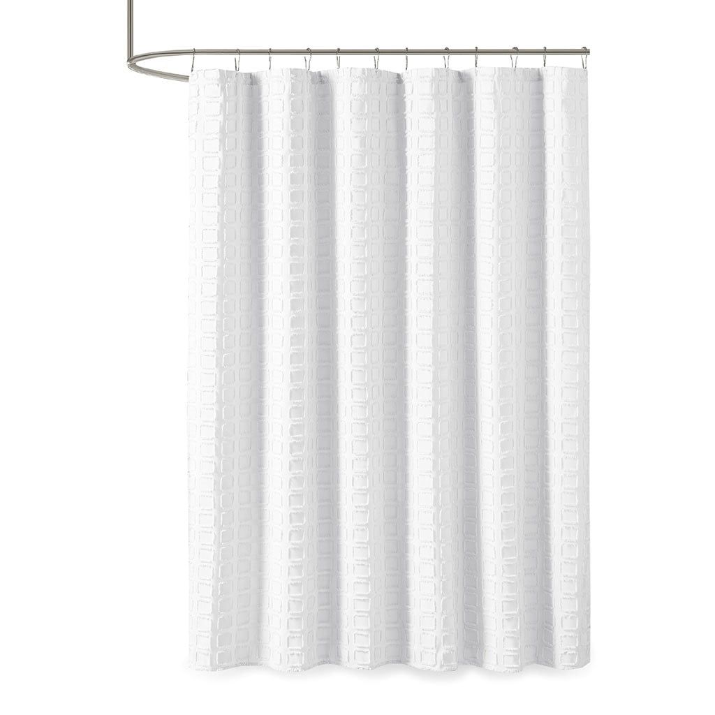 White Woven Clipped Solid Shower Curtain 72" x 72"