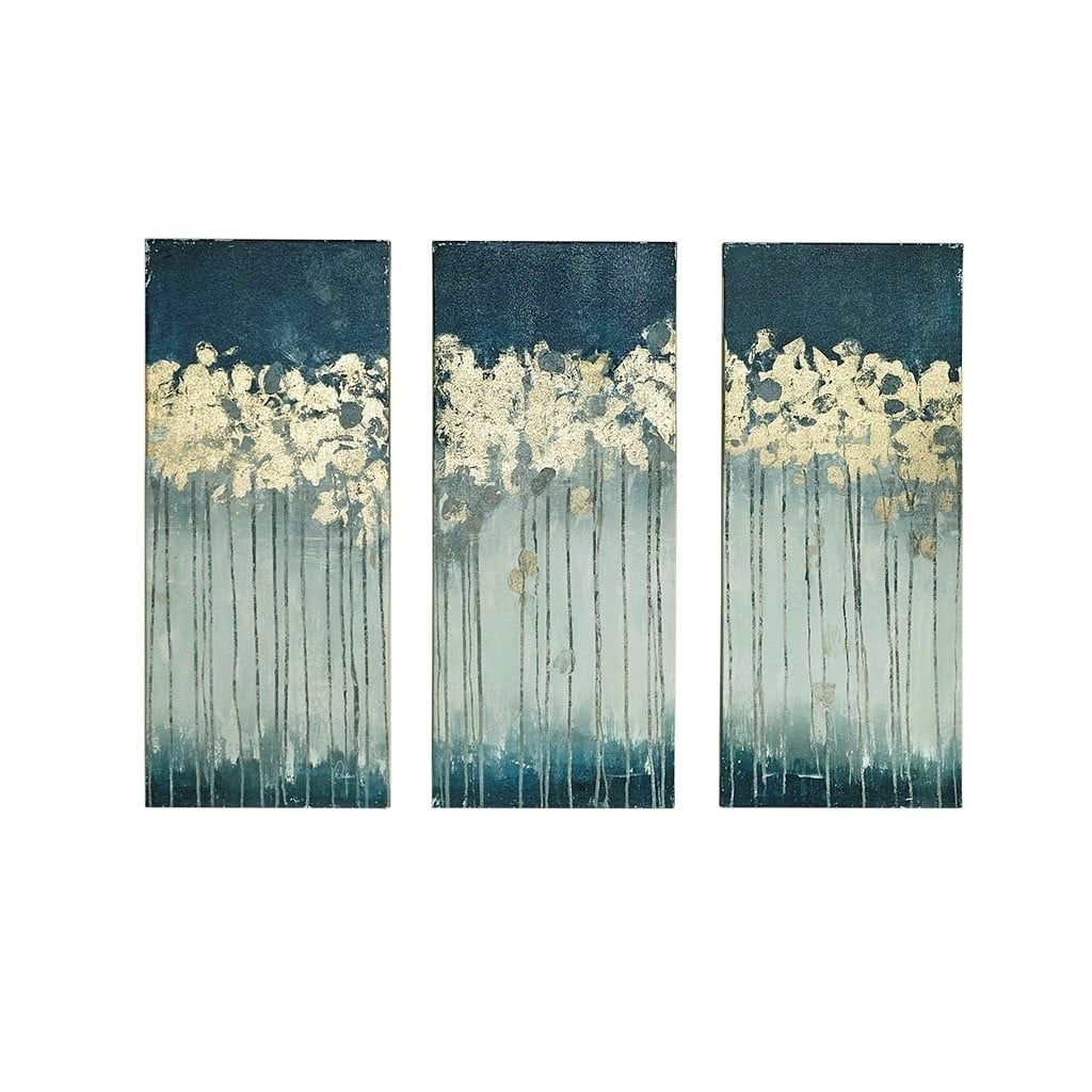 Teal and Gold Abstract 3-Piece Canvas Wall Art Set