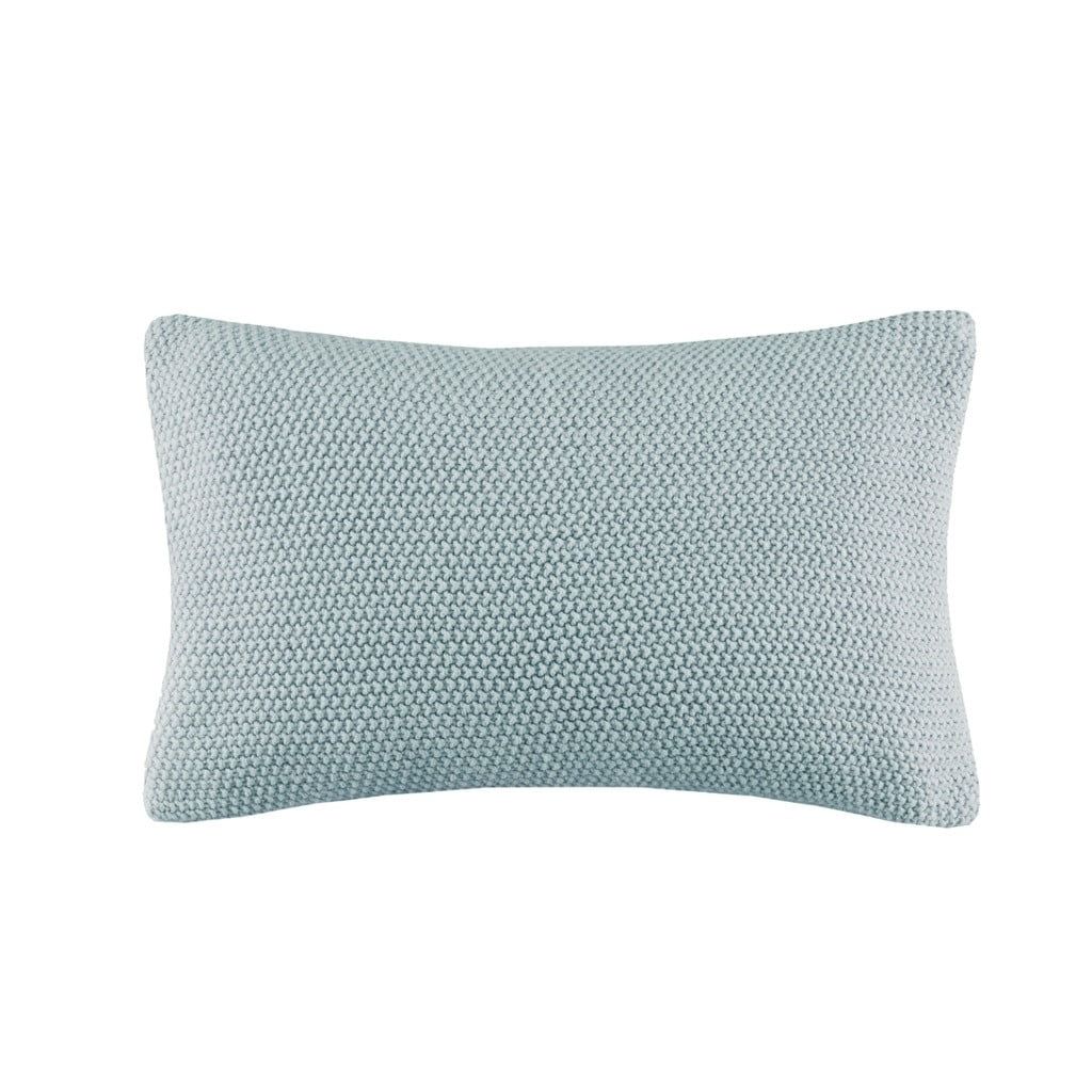 Breezy Light Blue Chunky Knit Euro Pillow Cover - 12" x 20"