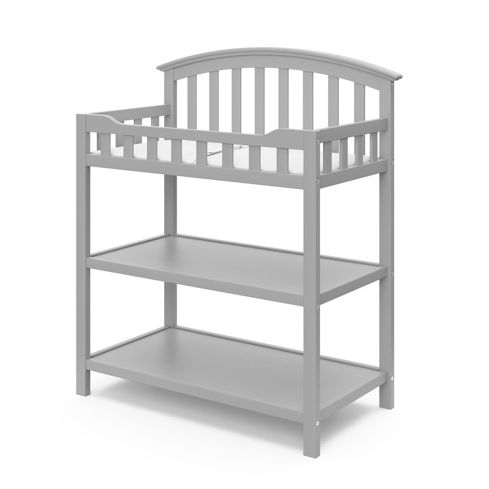 Pebble Gray Wooden Infant Changing Table with Safety Strap