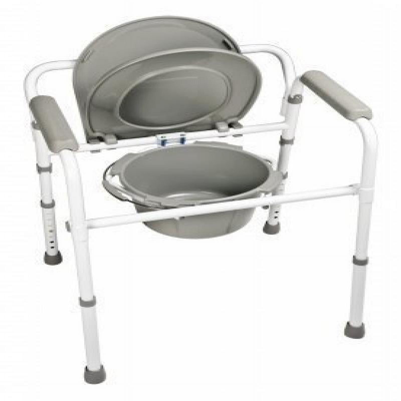 Gray Steel Folding 3-in-1 Bedside Commode Chair