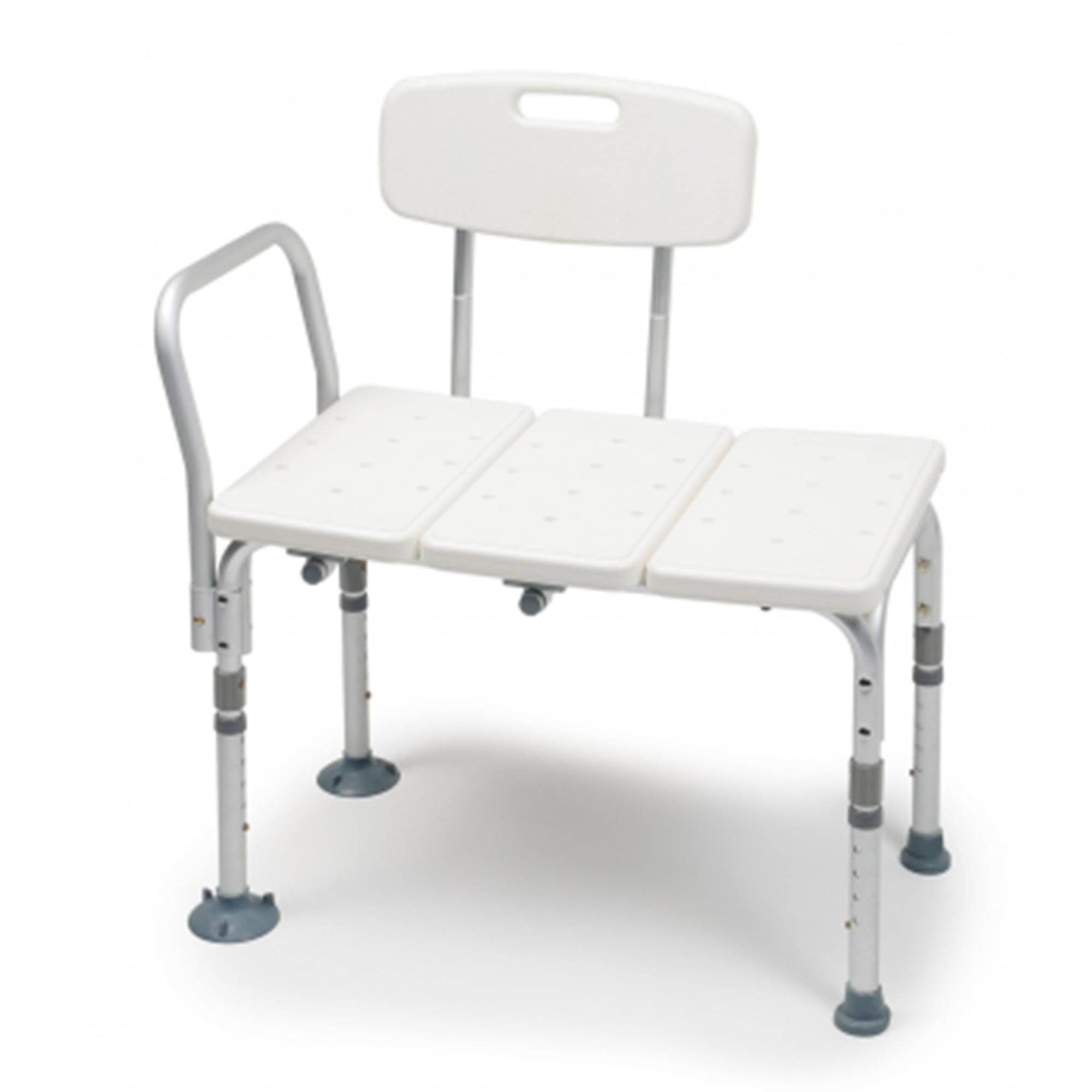 Adjustable White Plastic and Aluminum Transfer Shower Bench