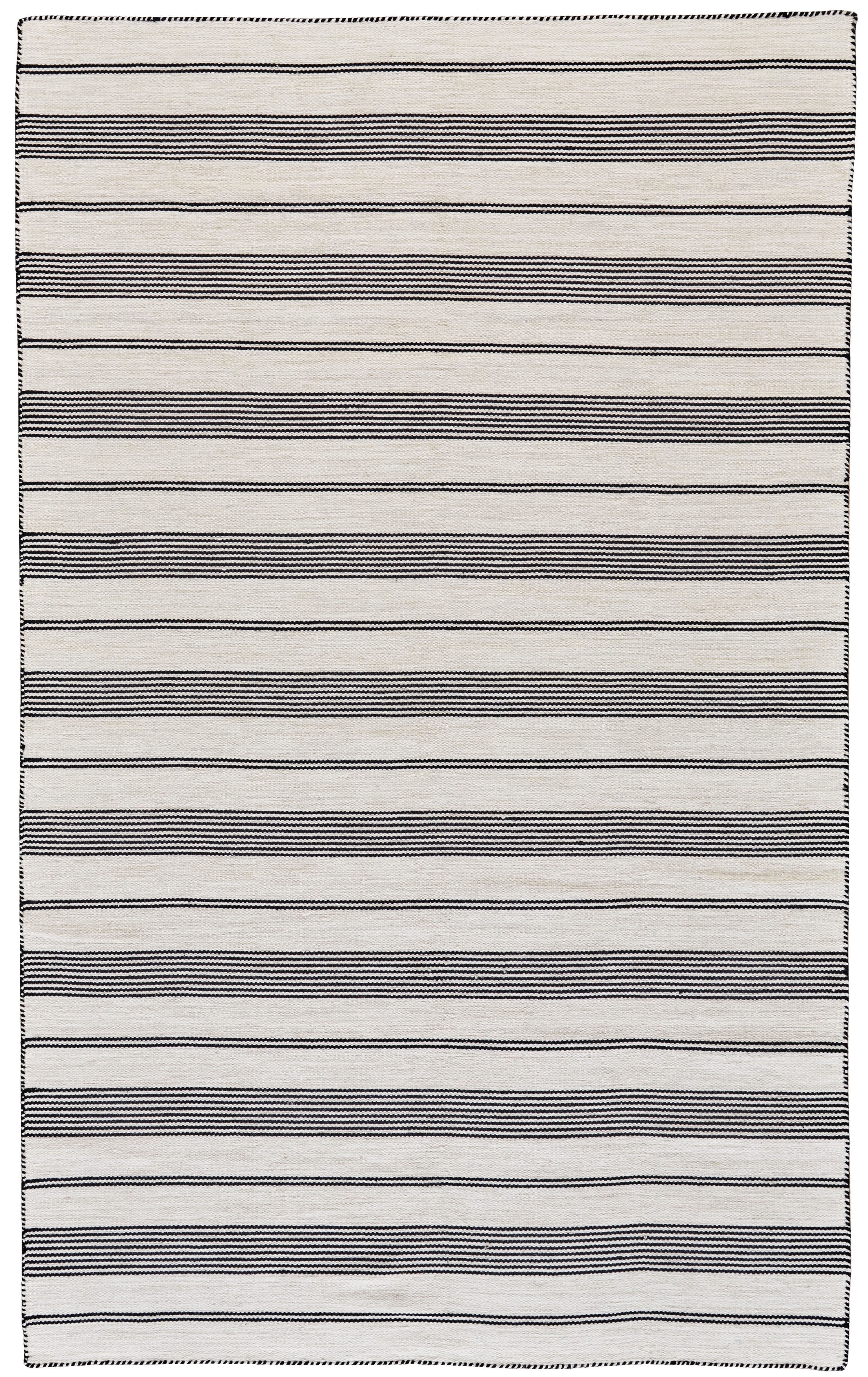 Granberg Handmade Black Stripe Flatwoven 2'x3' Eco-Friendly Rug