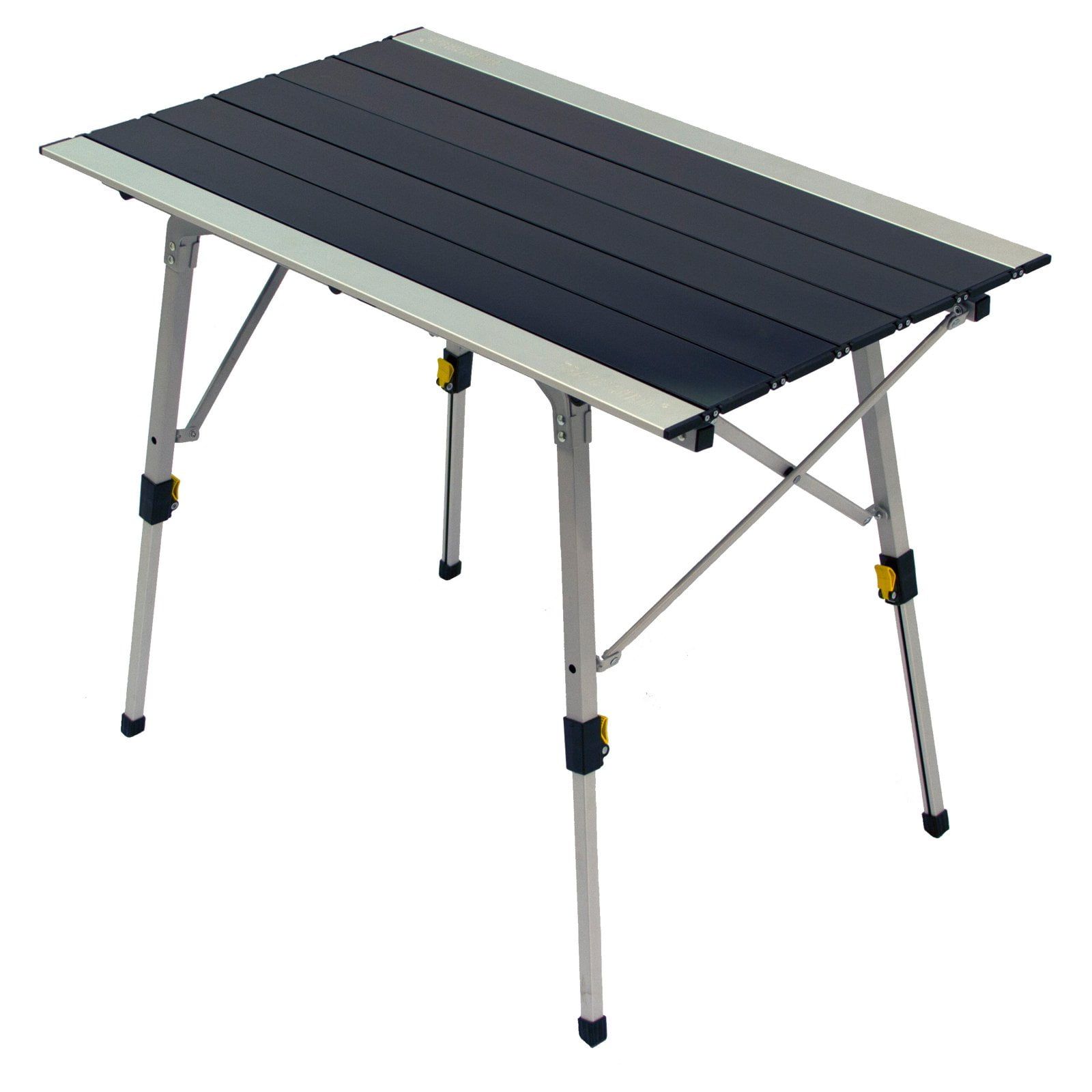 Adjustable Height Silver and Black Aluminum Camping Table