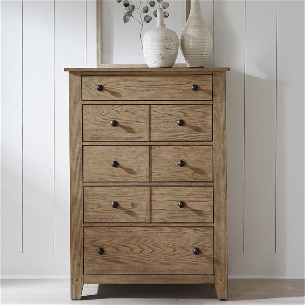 Sandstone Rustic 5-Drawer Vertical Wooden Chest