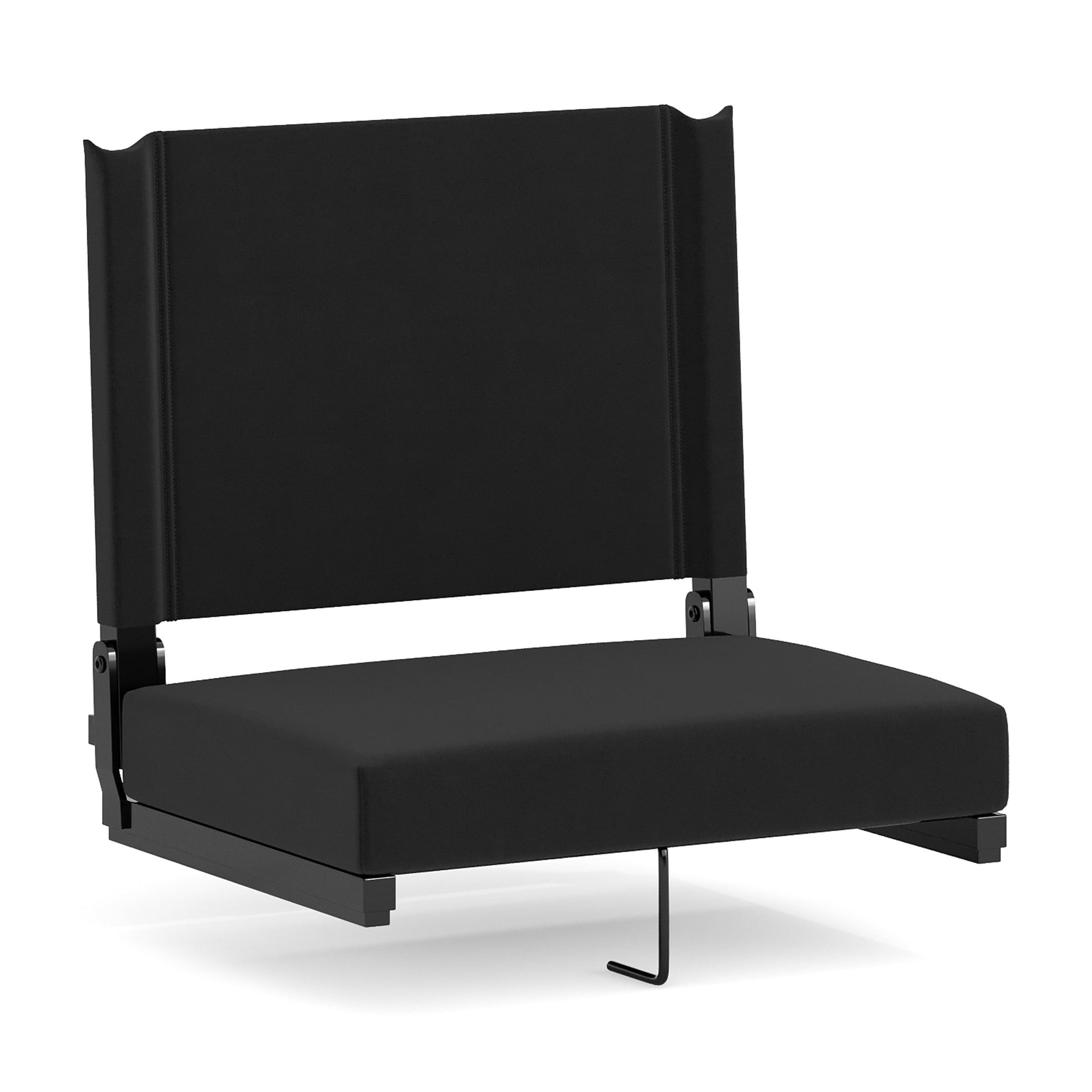 Ultra-Padded Black Fabric Stadium Chair with Aluminum Frame