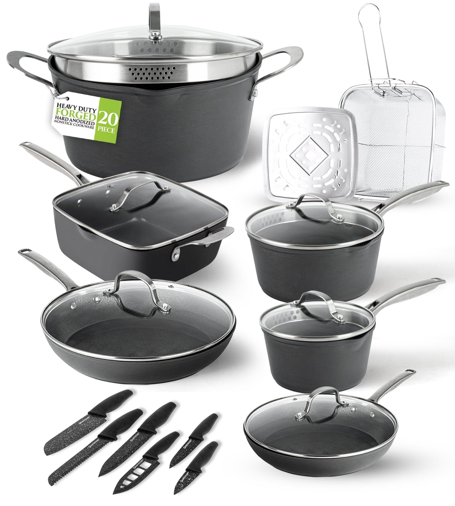 Granitestone 20-Piece Nonstick Induction Cookware and Knife Set