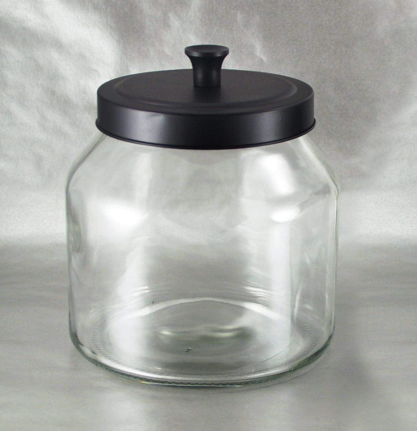 Clear Glass Storage Jar with Black Matte Lid, 68 oz