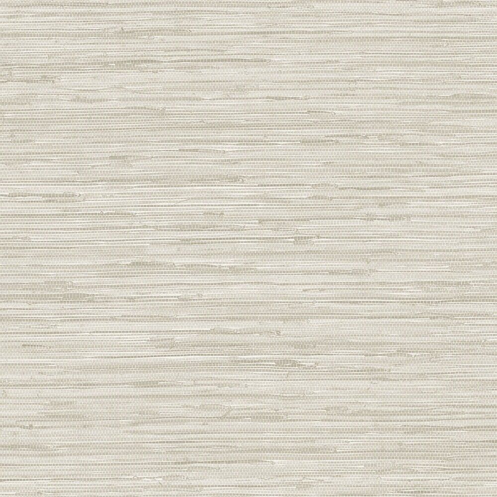 Taupe and White Embossed Grasscloth Wallpaper