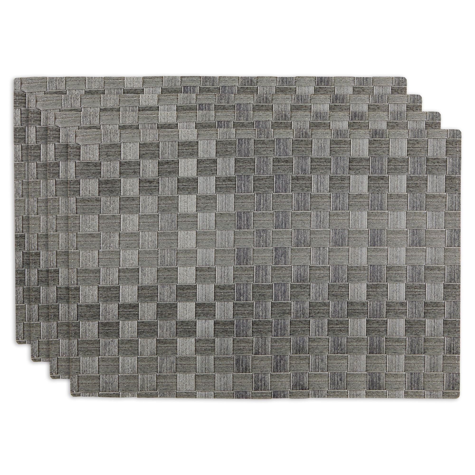 Gray Basketweave Vinyl Rectangle Placemat Set of 4